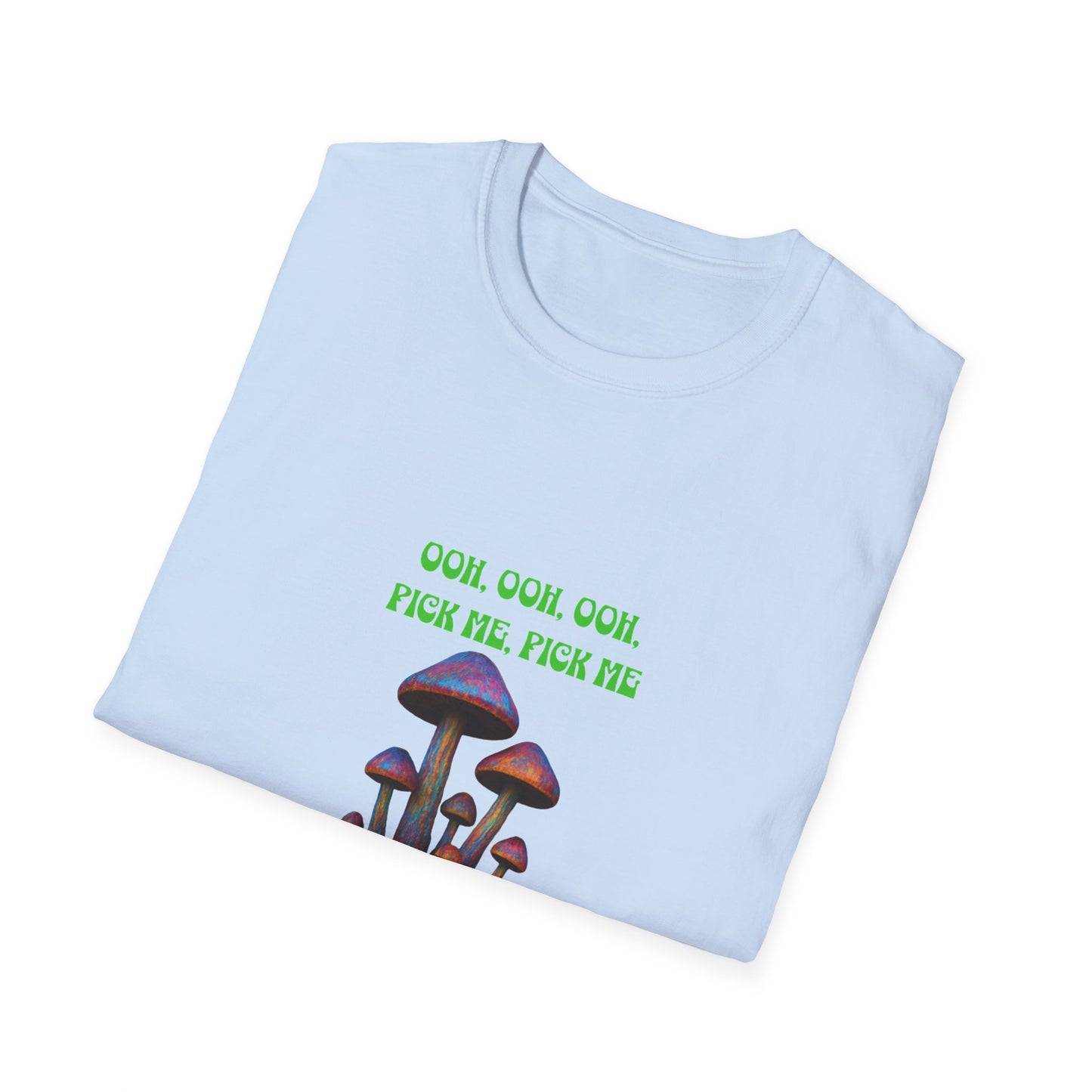 Funny Mushroom Unisex Softstyle T-Shirt, Casual Wear, Gift for Friends, Summer Shirt, Great for Festivals, Humor Tee