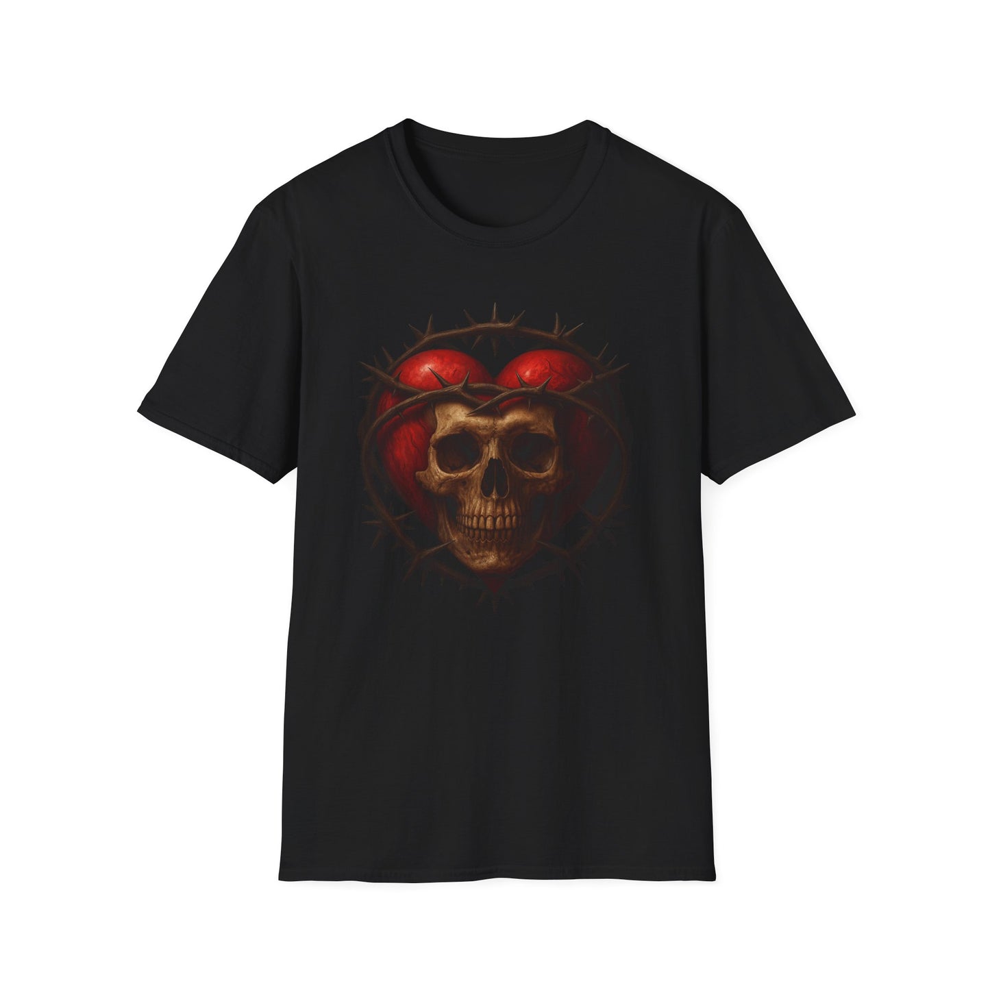 Gothic Heart Skull T-Shirt, Unisex Tee, Alternative Fashion, Edgy Gift, Halloween Outfit, Casual Streetwear