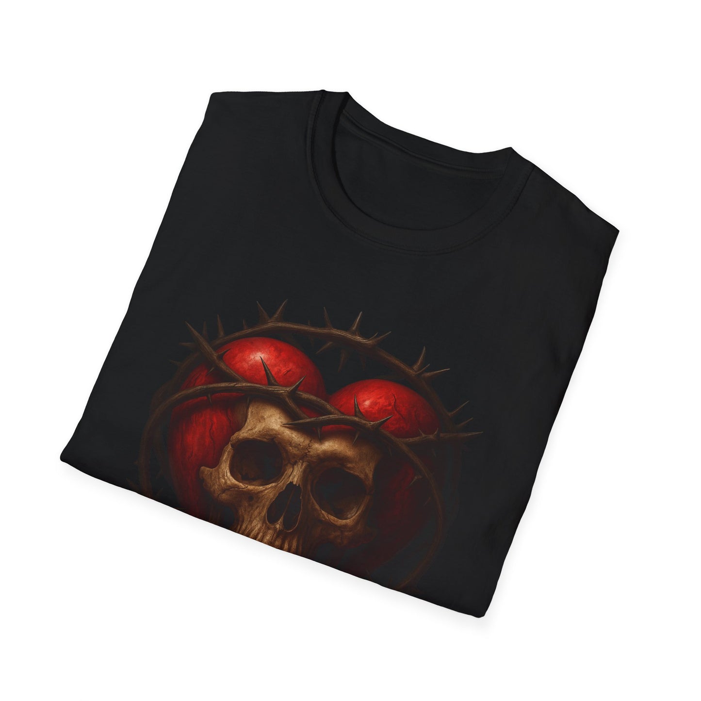 Gothic Heart Skull T-Shirt, Unisex Tee, Alternative Fashion, Edgy Gift, Halloween Outfit, Casual Streetwear