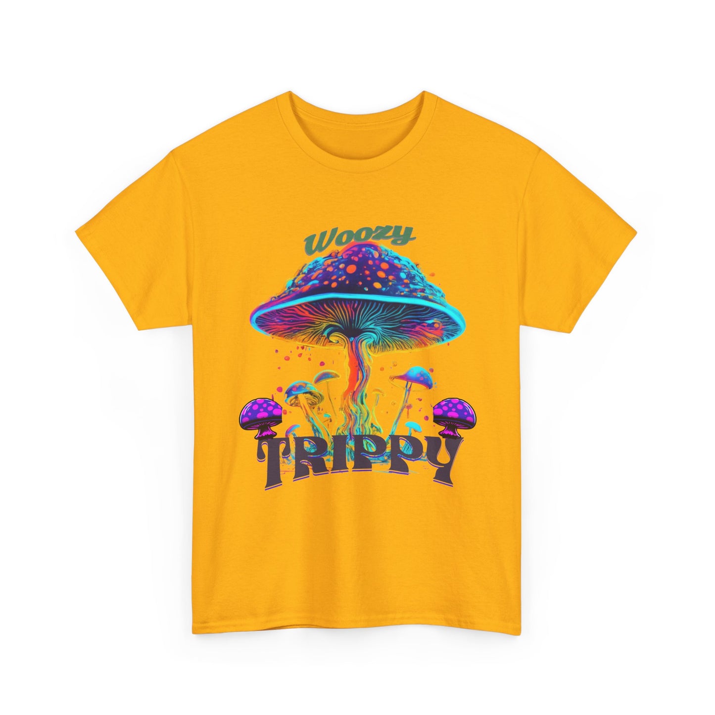 Trippy Mushroom Tee - Unisex Heavy Cotton Tee, Psychedelic T-Shirt, Casual Wear, Festival Shirt, Gift for Nature Lovers, Woozy Trippy Design
