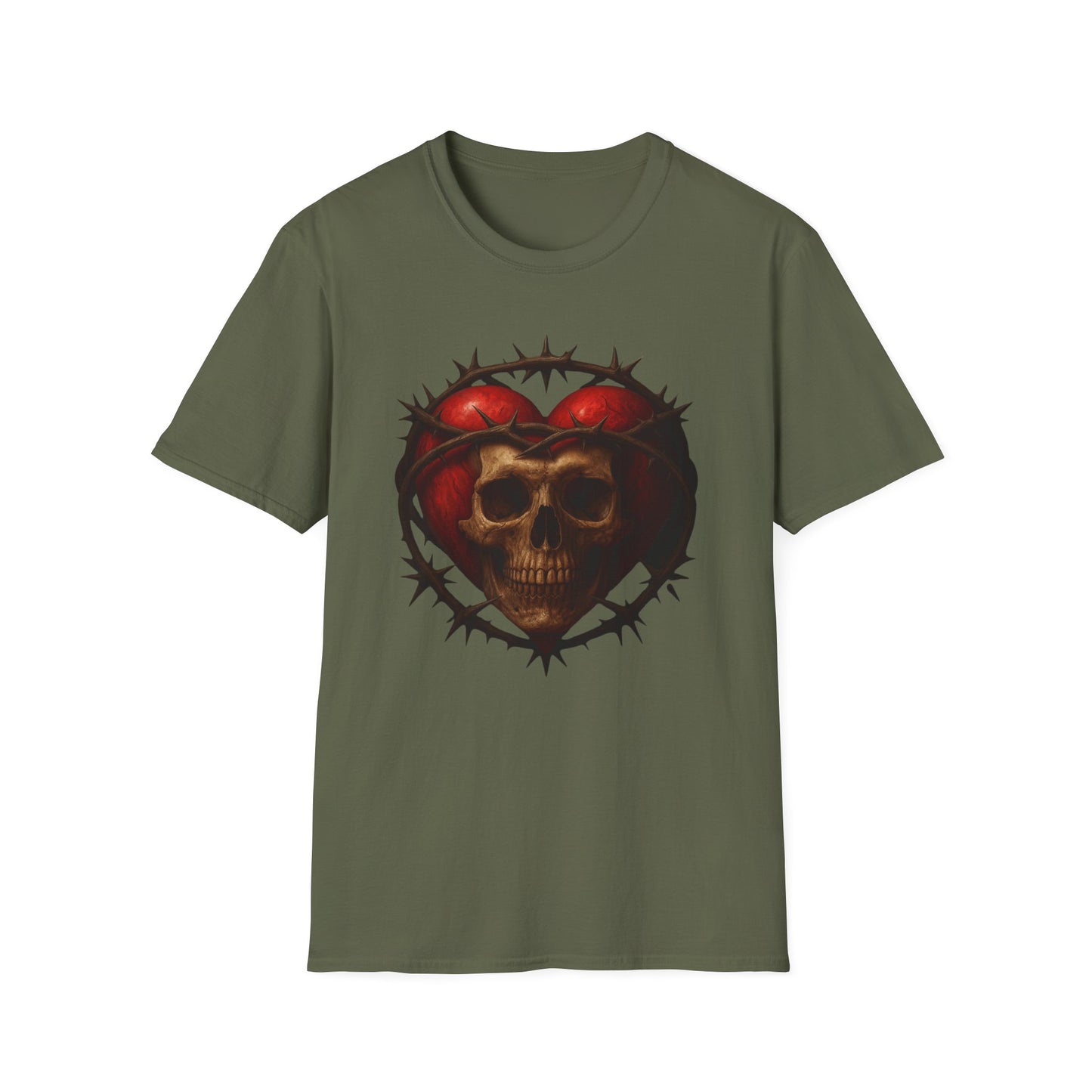 Gothic Heart Skull T-Shirt, Unisex Tee, Alternative Fashion, Edgy Gift, Halloween Outfit, Casual Streetwear