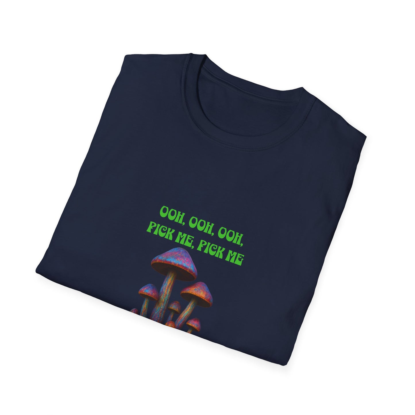 Funny Mushroom Unisex Softstyle T-Shirt, Casual Wear, Gift for Friends, Summer Shirt, Great for Festivals, Humor Tee