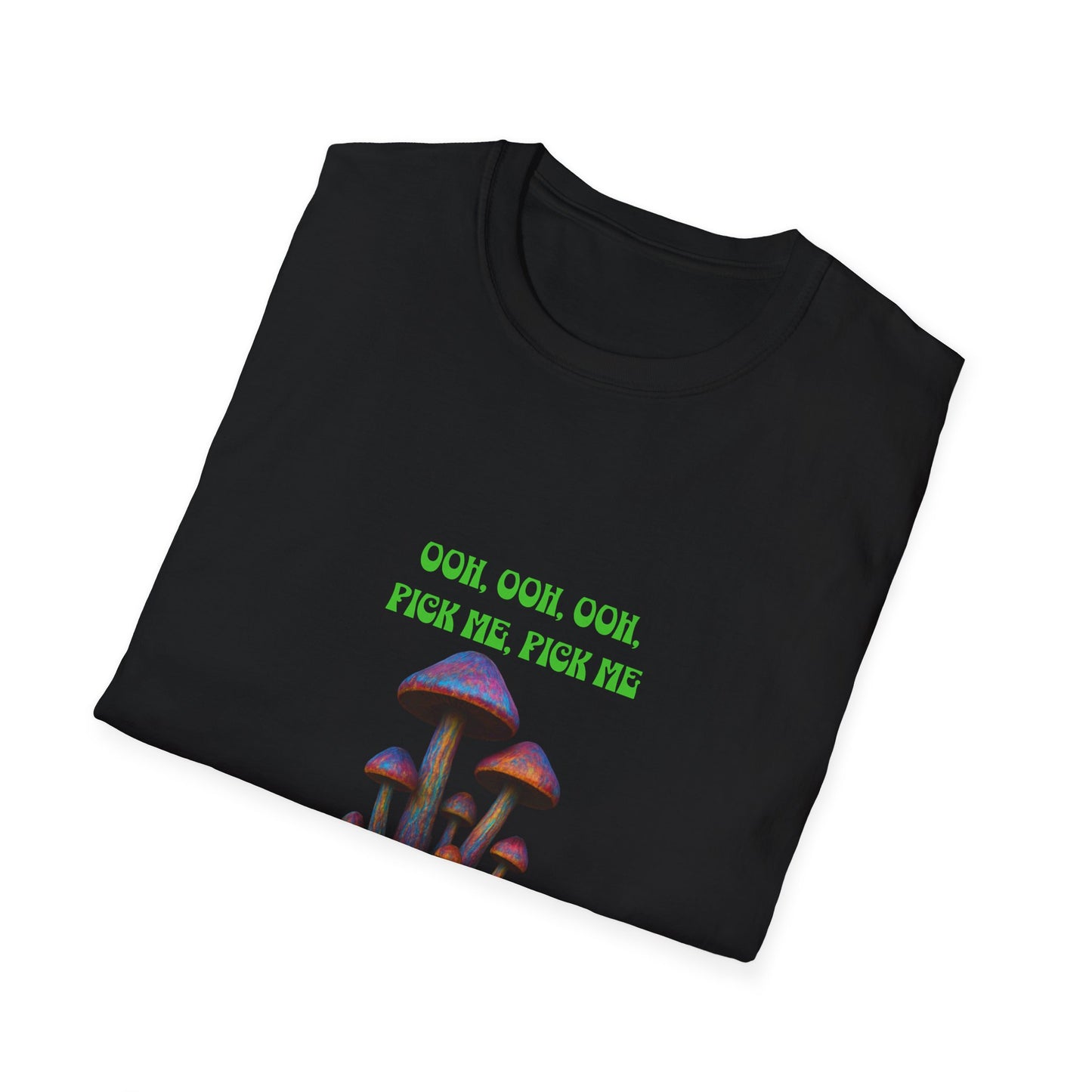 Funny Mushroom Unisex Softstyle T-Shirt, Casual Wear, Gift for Friends, Summer Shirt, Great for Festivals, Humor Tee