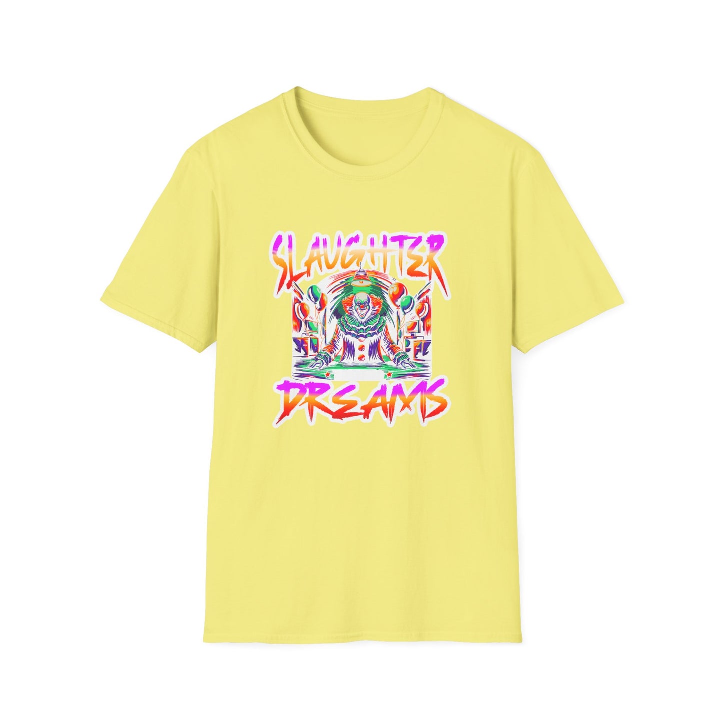 Colorful Graphic Tee - Slaughter Dreams, Unisex T-Shirt for Festivals, Edgy Summer Wear, Unique Gift, Streetwear Fashion