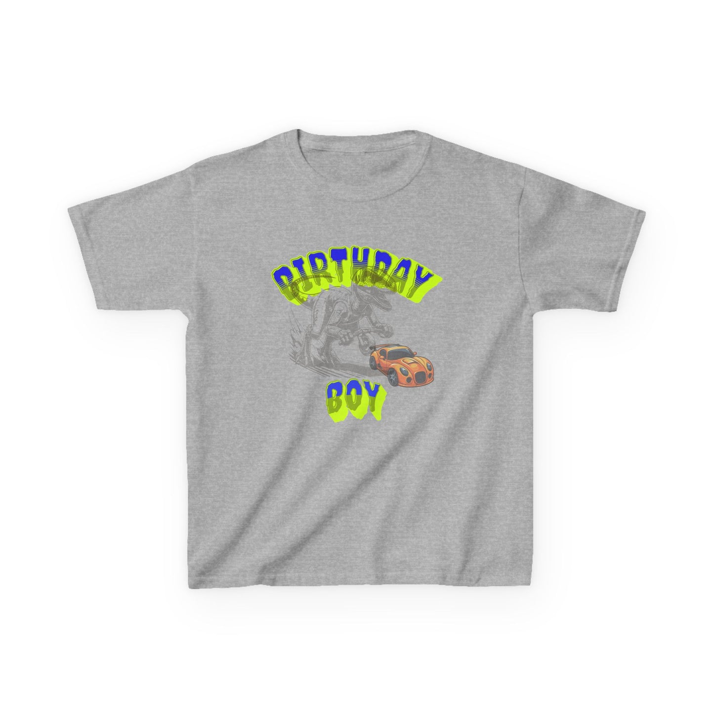 Birthday Boy Kids Tee, Fun Birthday Gift, Cool Graphic Tee, Casual Kids Clothing, Race Car Design Shirt, Dinosaur design