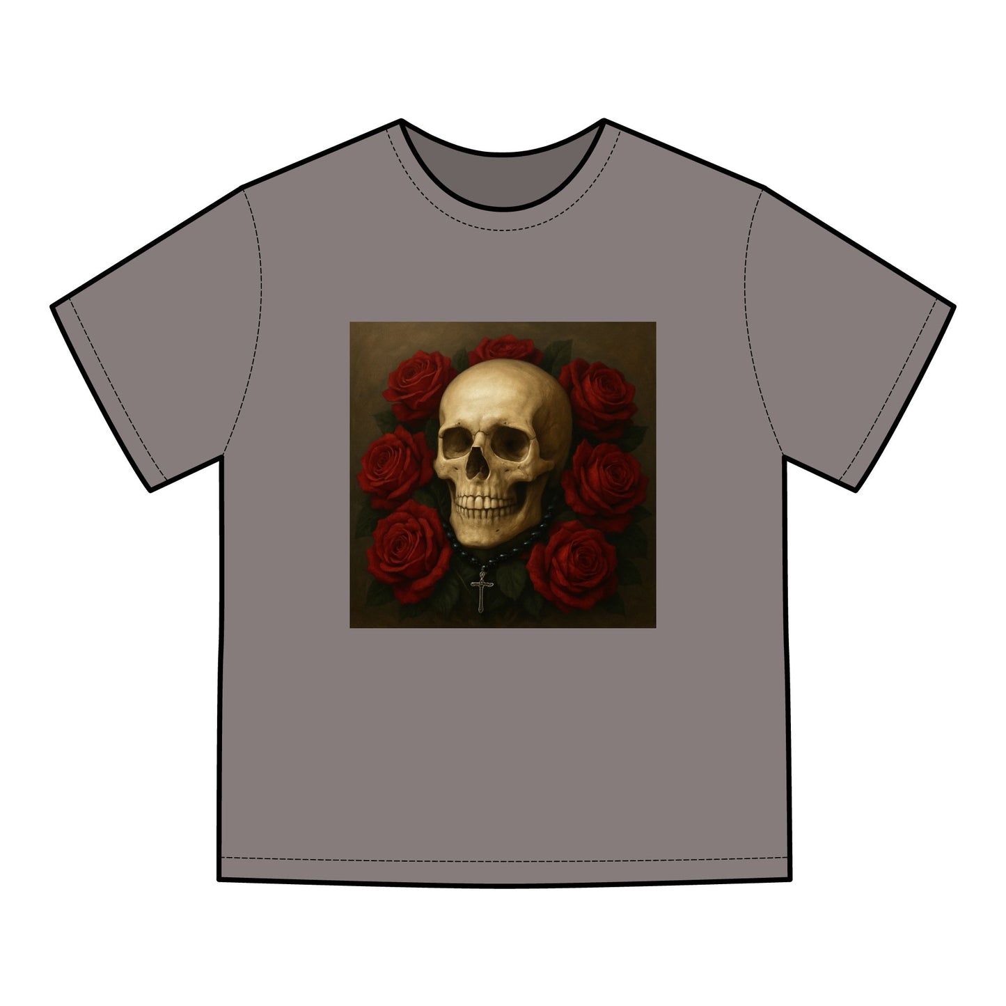Skull & Roses T-Shirt for Everyday Style, Comfortable Tee for Gift, Festival Wear, Unisex Apparel, Graphic Tee