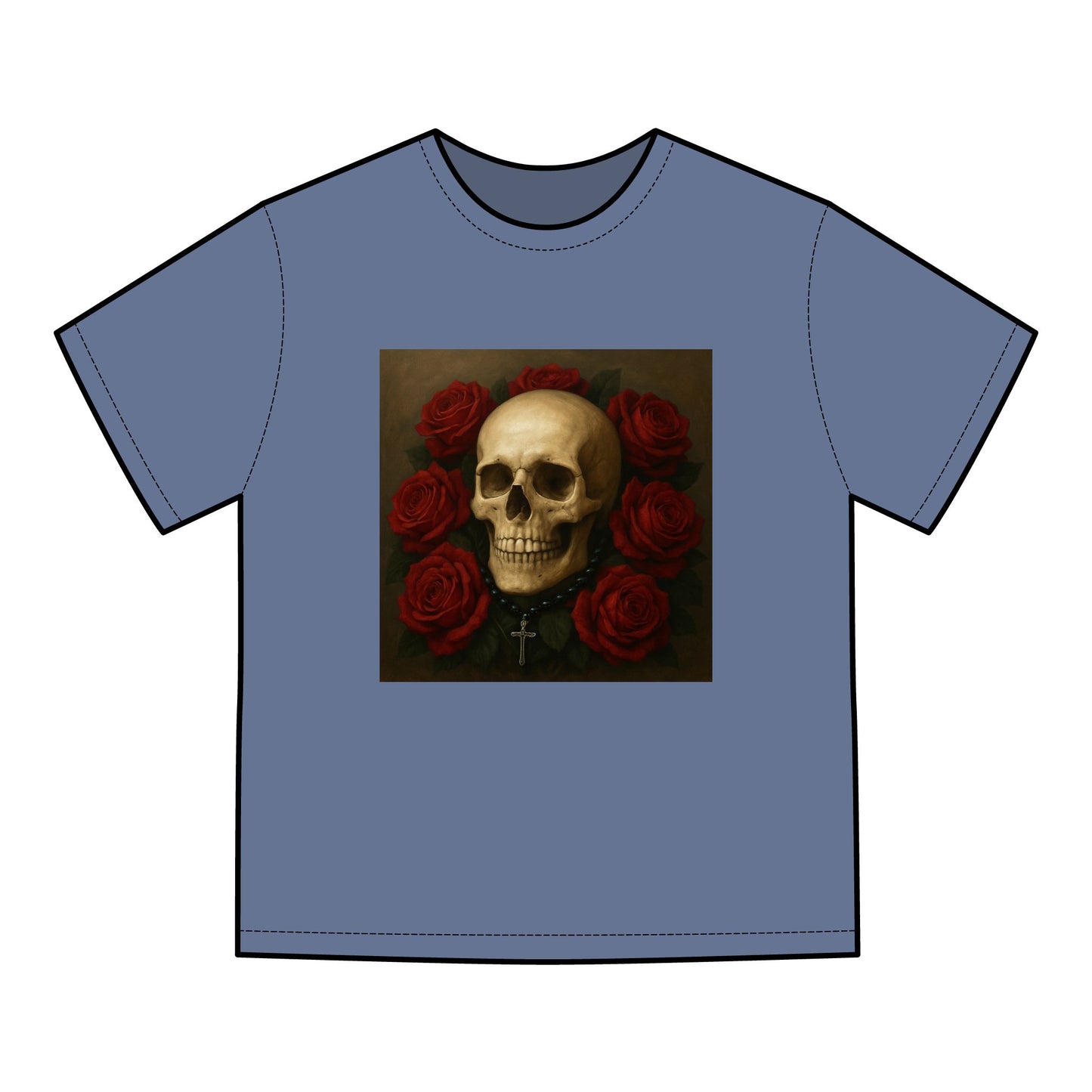 Skull & Roses T-Shirt for Everyday Style, Comfortable Tee for Gift, Festival Wear, Unisex Apparel, Graphic Tee