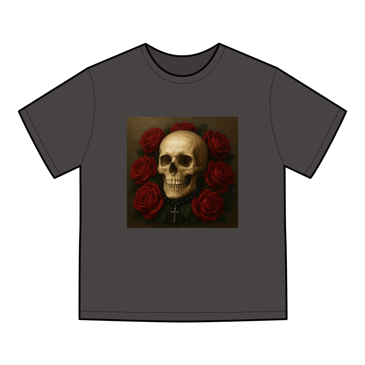 Skull & Roses T-Shirt for Everyday Style, Comfortable Tee for Gift, Festival Wear, Unisex Apparel, Graphic Tee