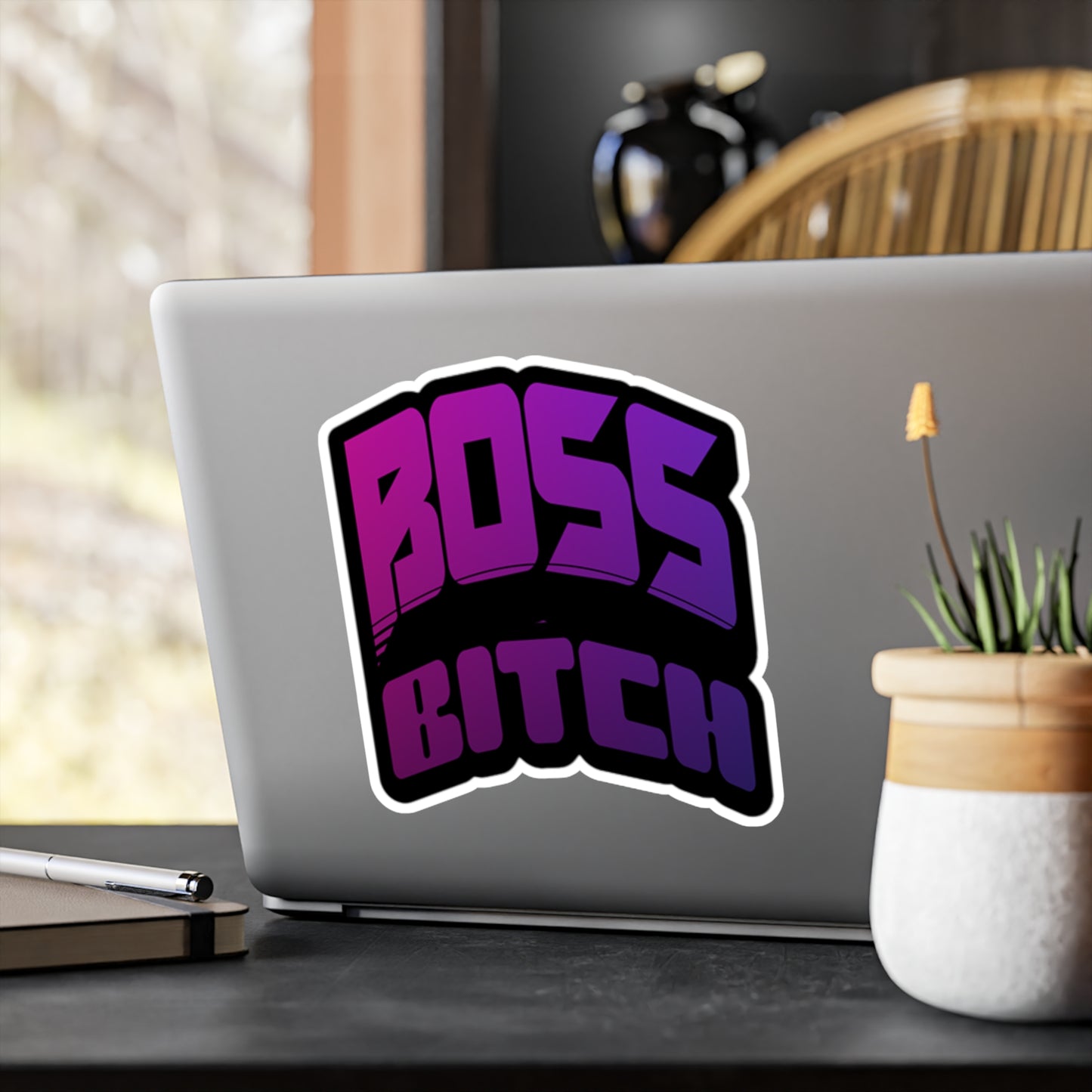Bold Boss Bitch Kiss-Cut Vinyl Decal, Empowering Sticker for Laptops, Mugs, Notebooks, Car Decoration, Gift for Strong Women