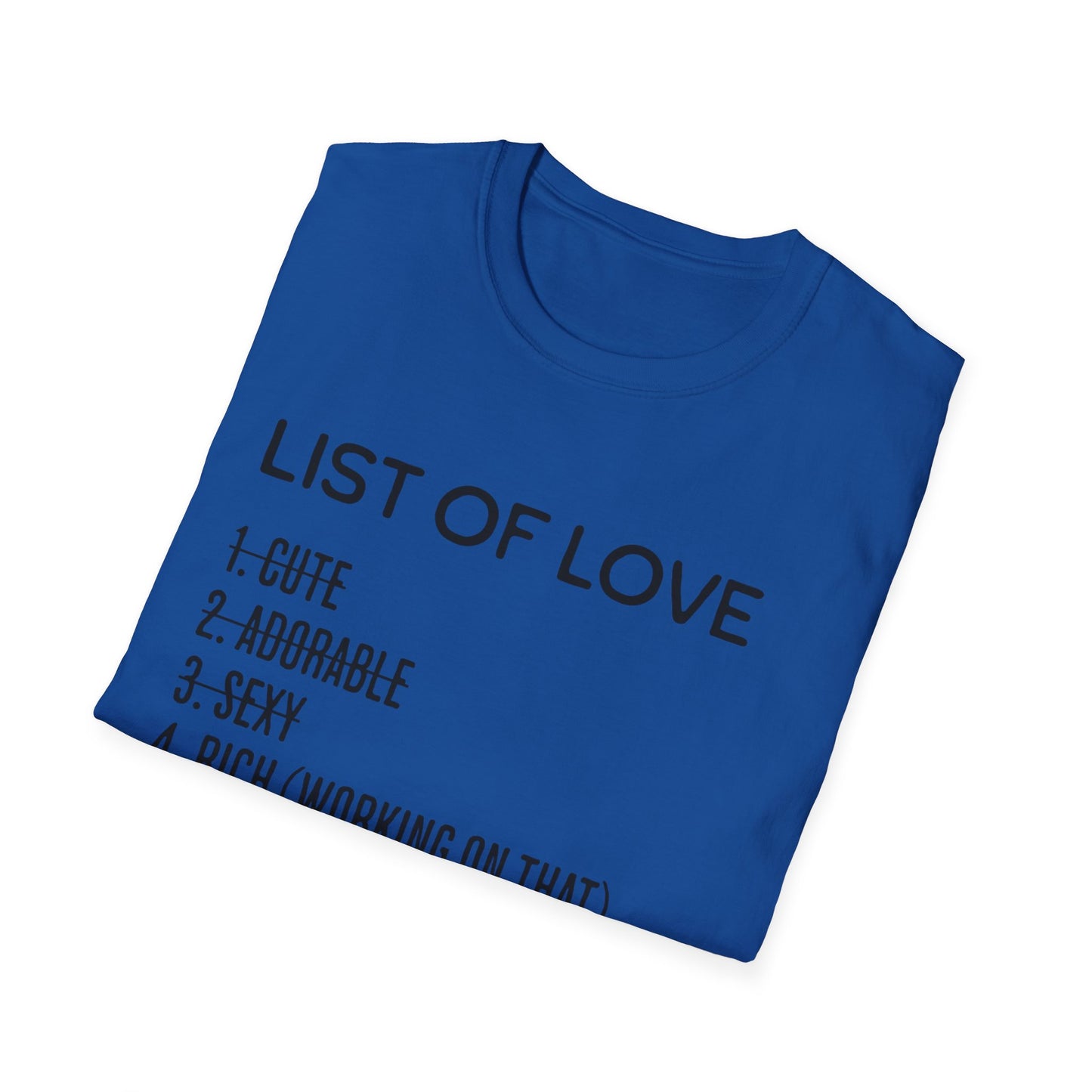 List of Love Unisex T-Shirt, Cute, Adorable, Sexy, Gift for Her, Valentine's Day, Casual Wear, Funny Tees