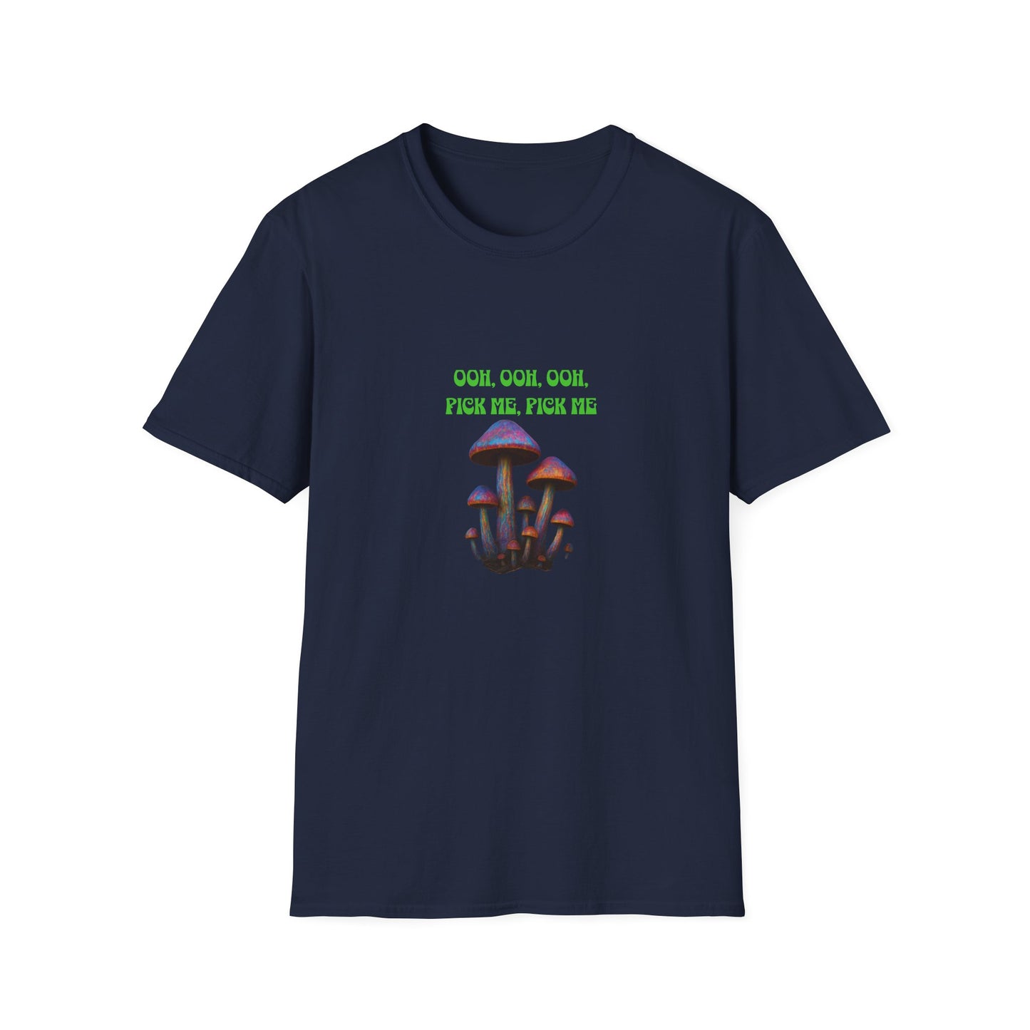 Funny Mushroom Unisex Softstyle T-Shirt, Casual Wear, Gift for Friends, Summer Shirt, Great for Festivals, Humor Tee