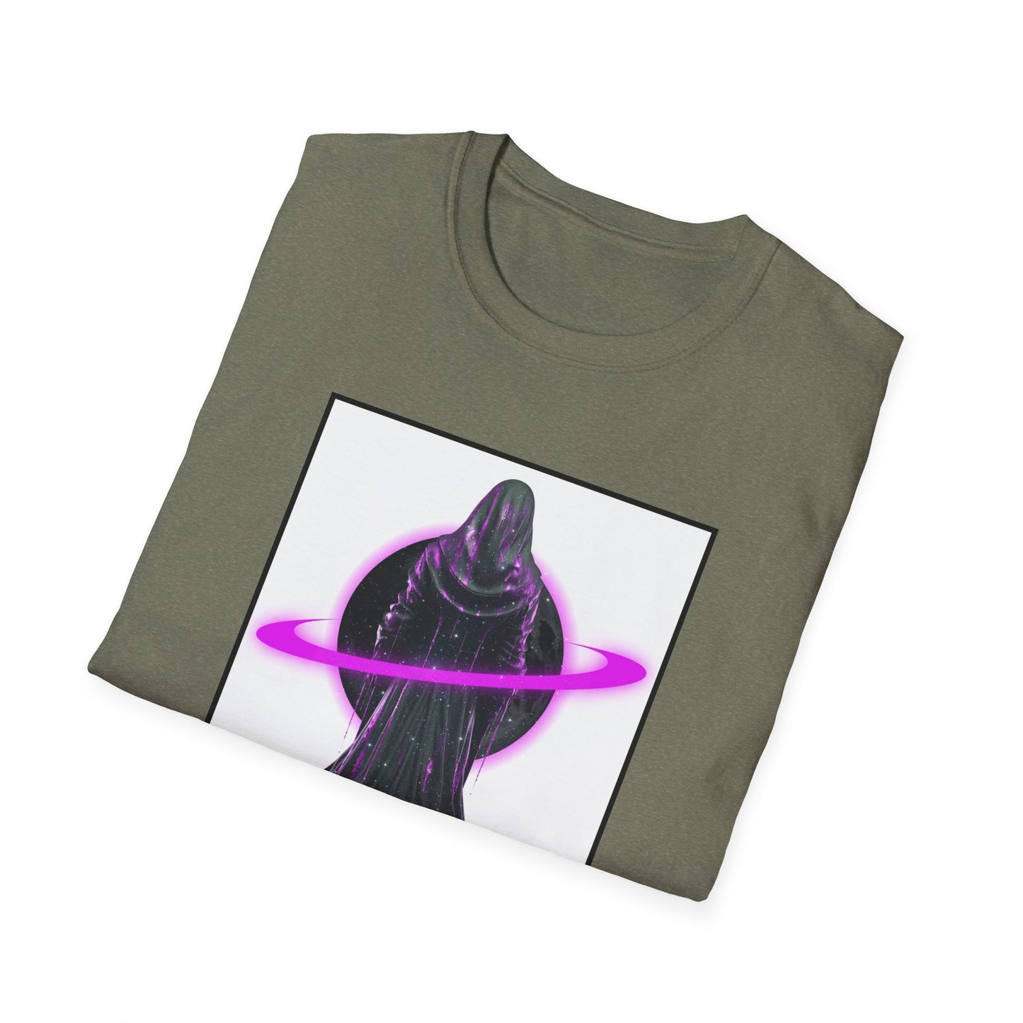 Cosmic Vibe Unisex Softstyle T-Shirt - Celestial Graphic Tee, Space Lover's Gift, Retro Aesthetic Shirt, Festival Wear, Geeky Apparel