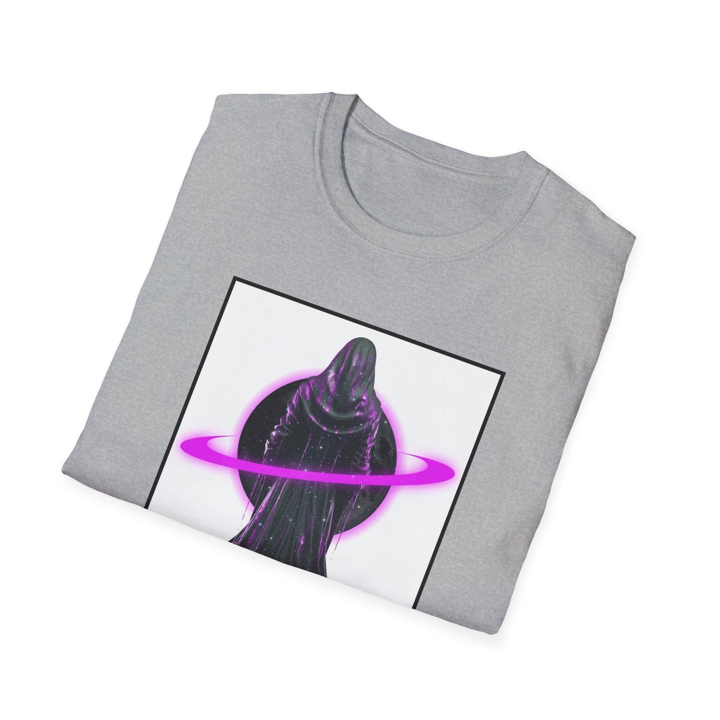 Cosmic Vibe Unisex Softstyle T-Shirt - Celestial Graphic Tee, Space Lover's Gift, Retro Aesthetic Shirt, Festival Wear, Geeky Apparel