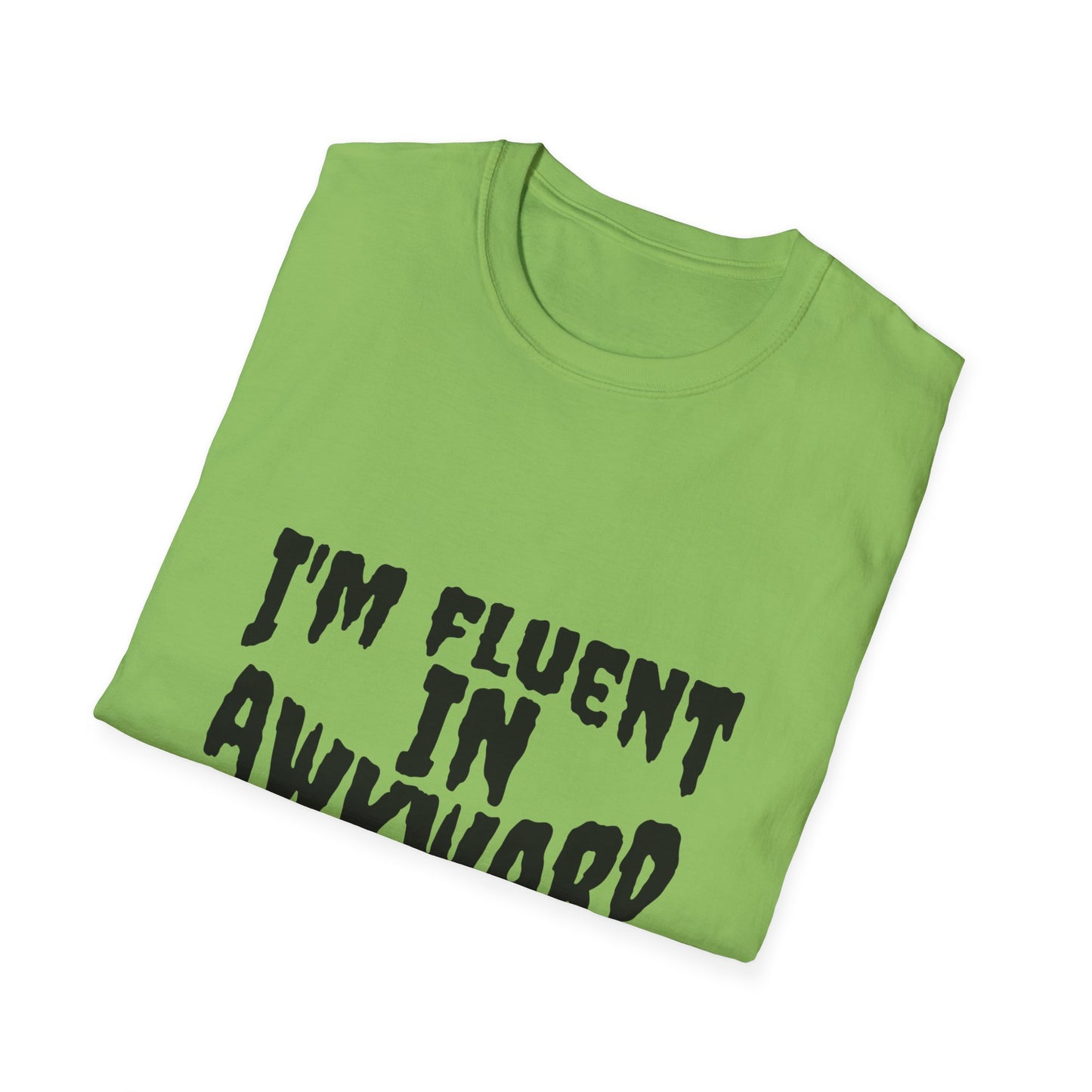 Fluent in Awkward Unisex Softstyle T-Shirt | Funny Graphic Tee, Casual Wear, Gift for Friends, Memes, Humor Apparel