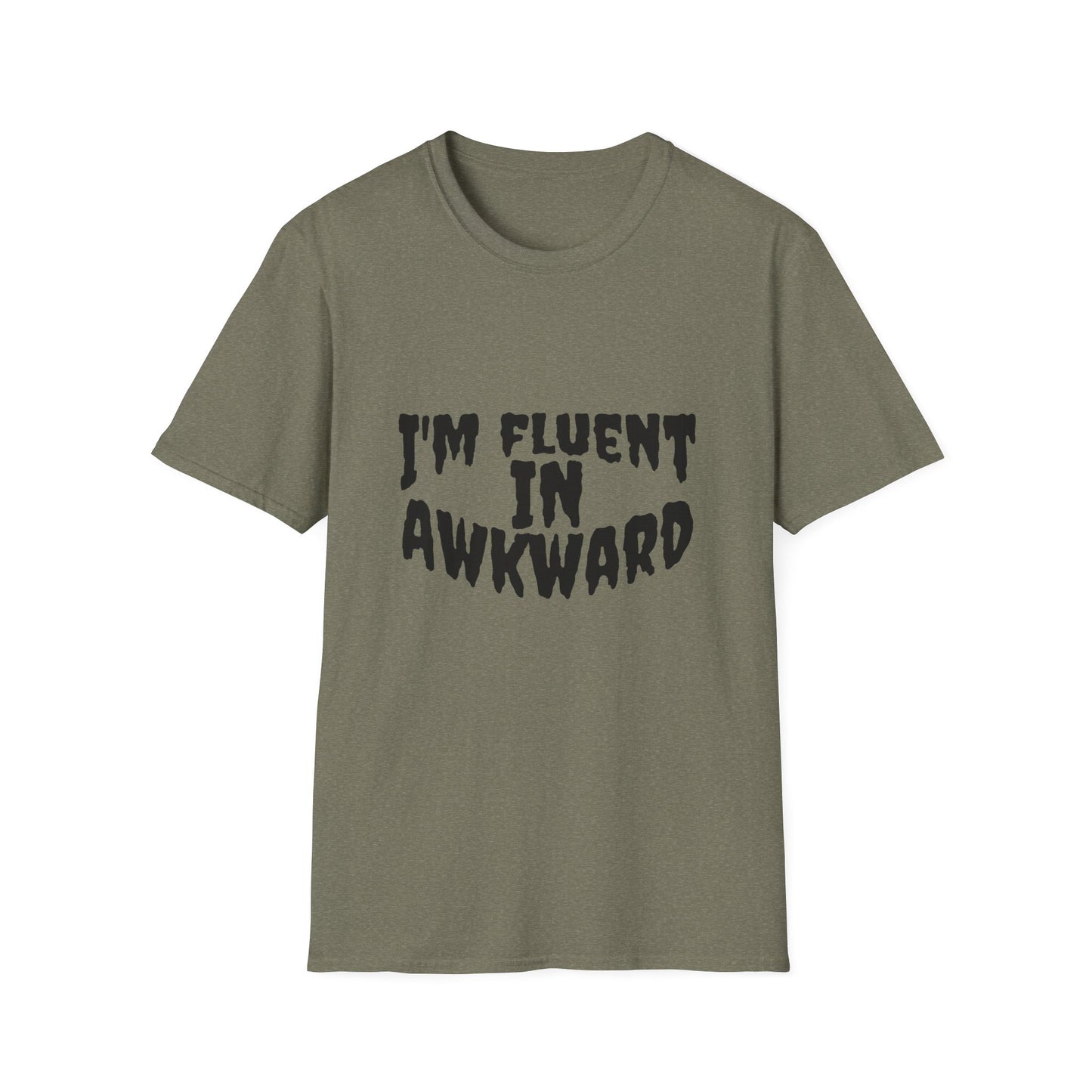Fluent in Awkward Unisex Softstyle T-Shirt | Funny Graphic Tee, Casual Wear, Gift for Friends, Memes, Humor Apparel
