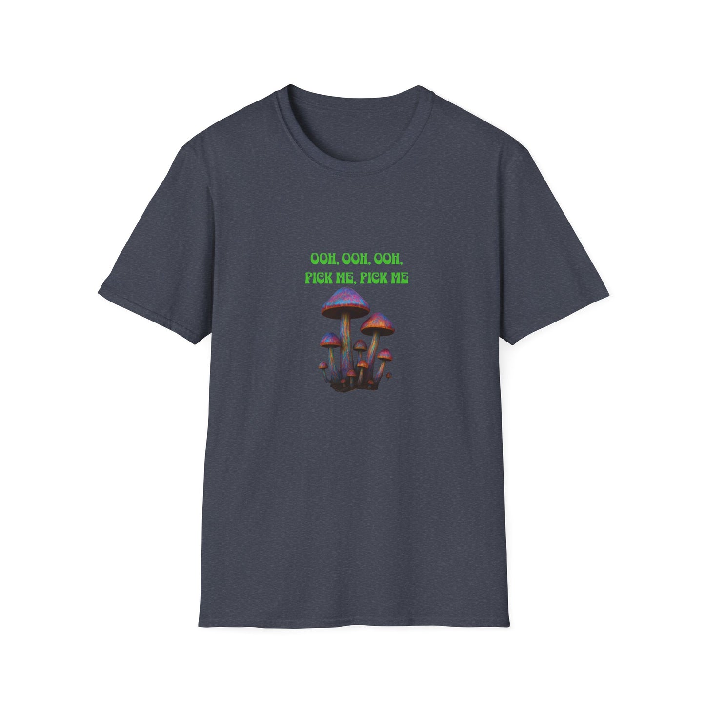 Funny Mushroom Unisex Softstyle T-Shirt, Casual Wear, Gift for Friends, Summer Shirt, Great for Festivals, Humor Tee