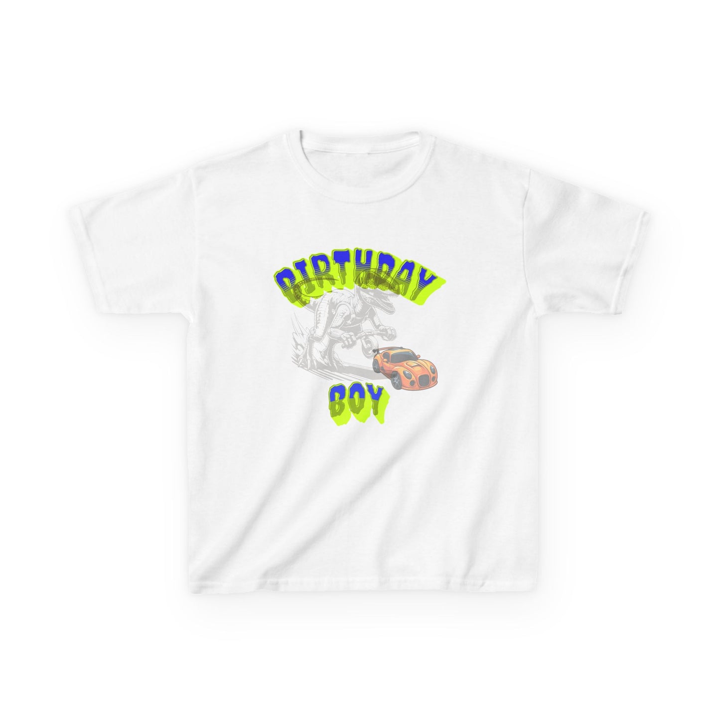 Birthday Boy Kids Tee, Fun Birthday Gift, Cool Graphic Tee, Casual Kids Clothing, Race Car Design Shirt, Dinosaur design