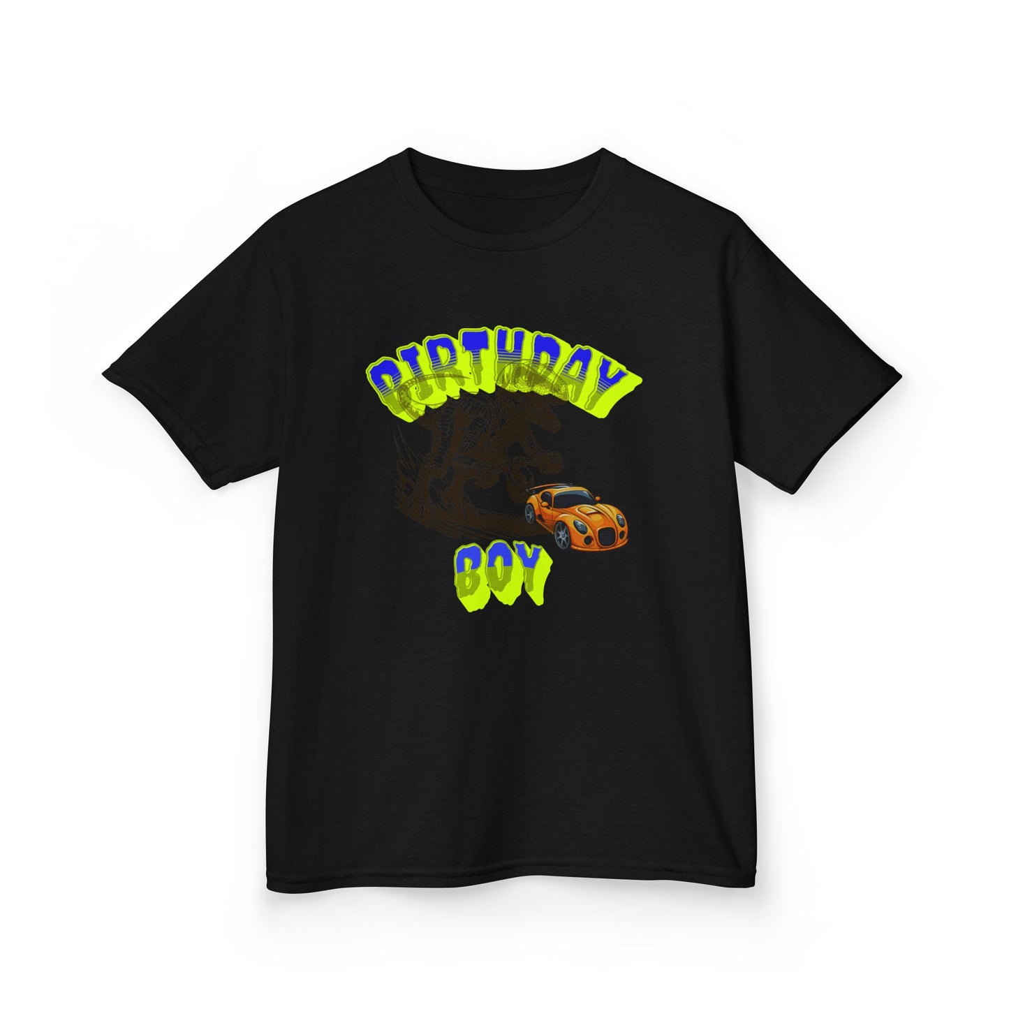 Birthday Boy Kids Tee, Fun Birthday Gift, Cool Graphic Tee, Casual Kids Clothing, Race Car Design Shirt, Dinosaur design