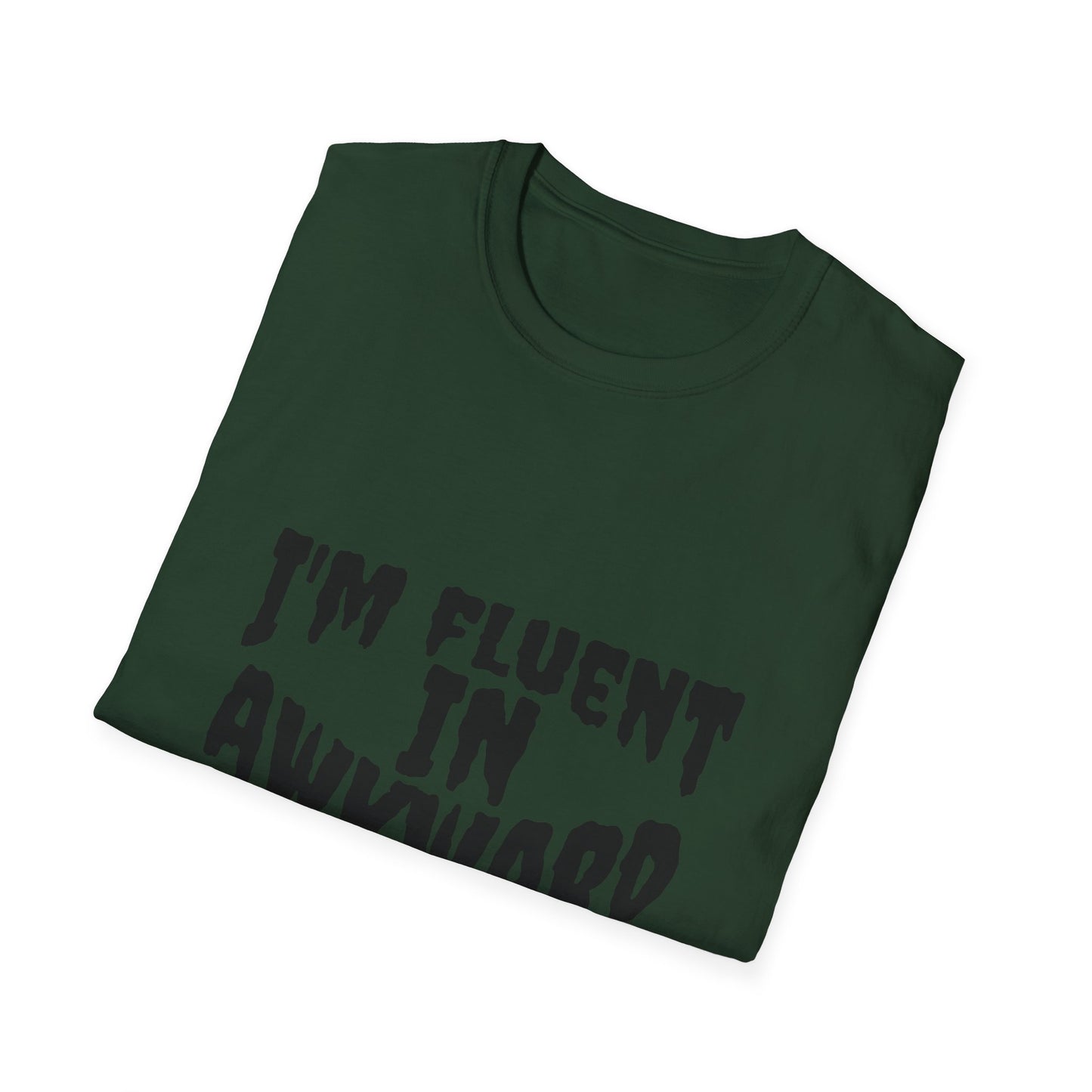 Fluent in Awkward Unisex Softstyle T-Shirt | Funny Graphic Tee, Casual Wear, Gift for Friends, Memes, Humor Apparel