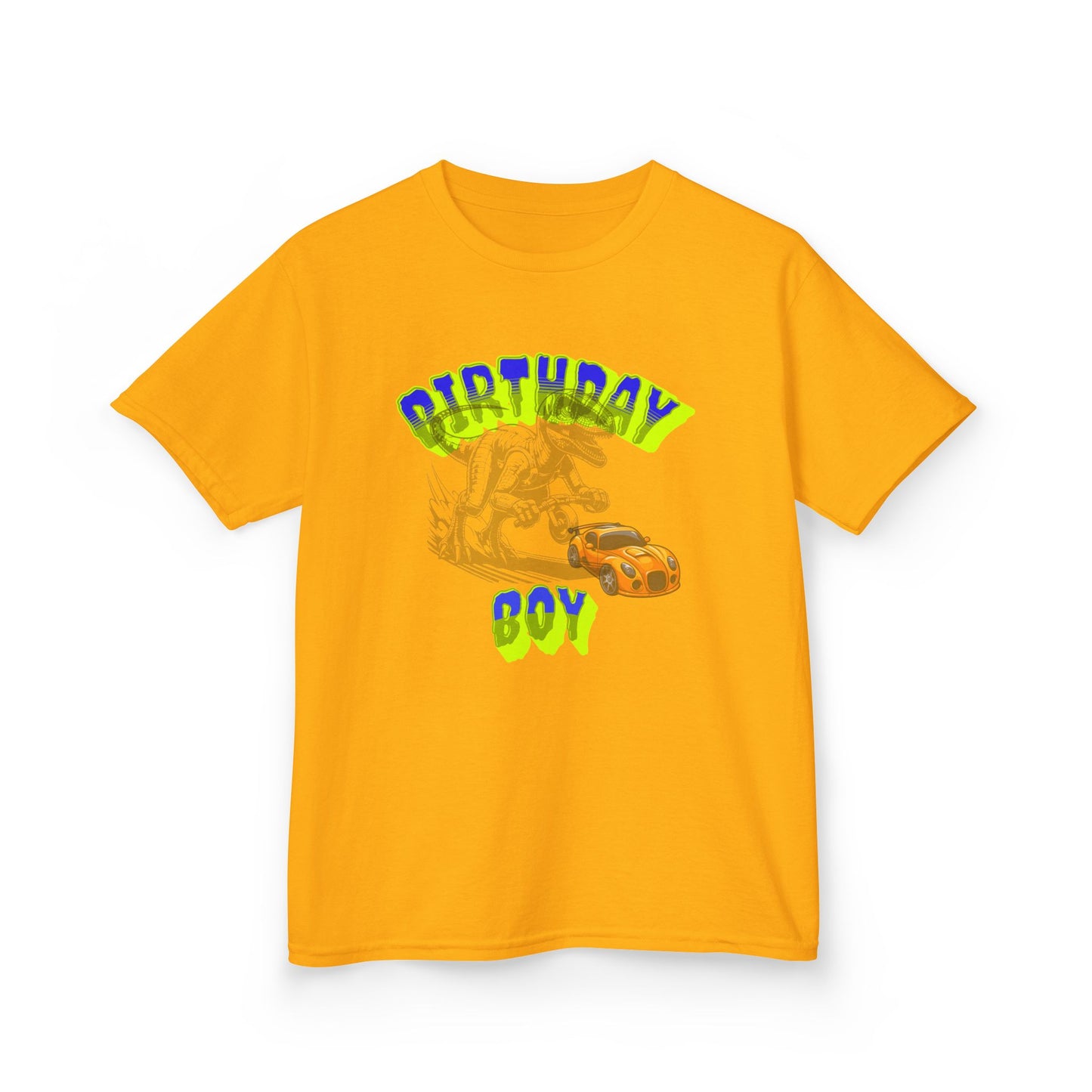 Birthday Boy Kids Tee, Fun Birthday Gift, Cool Graphic Tee, Casual Kids Clothing, Race Car Design Shirt, Dinosaur design