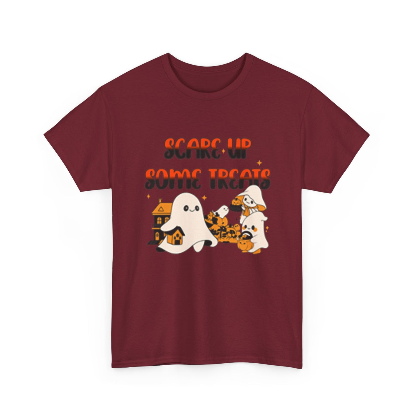 Halloween Ghost Treats Tee, Spooky Festive Shirt, Unisex Cotton T-Shirt, Fall Apparel, Trick or Treat Shirt