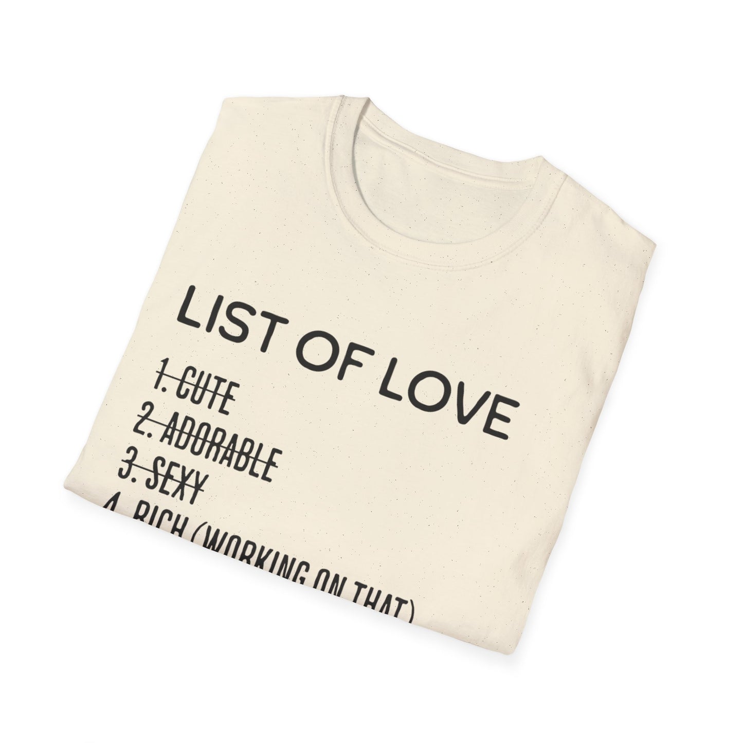 List of Love Unisex T-Shirt, Cute, Adorable, Sexy, Gift for Her, Valentine's Day, Casual Wear, Funny Tees