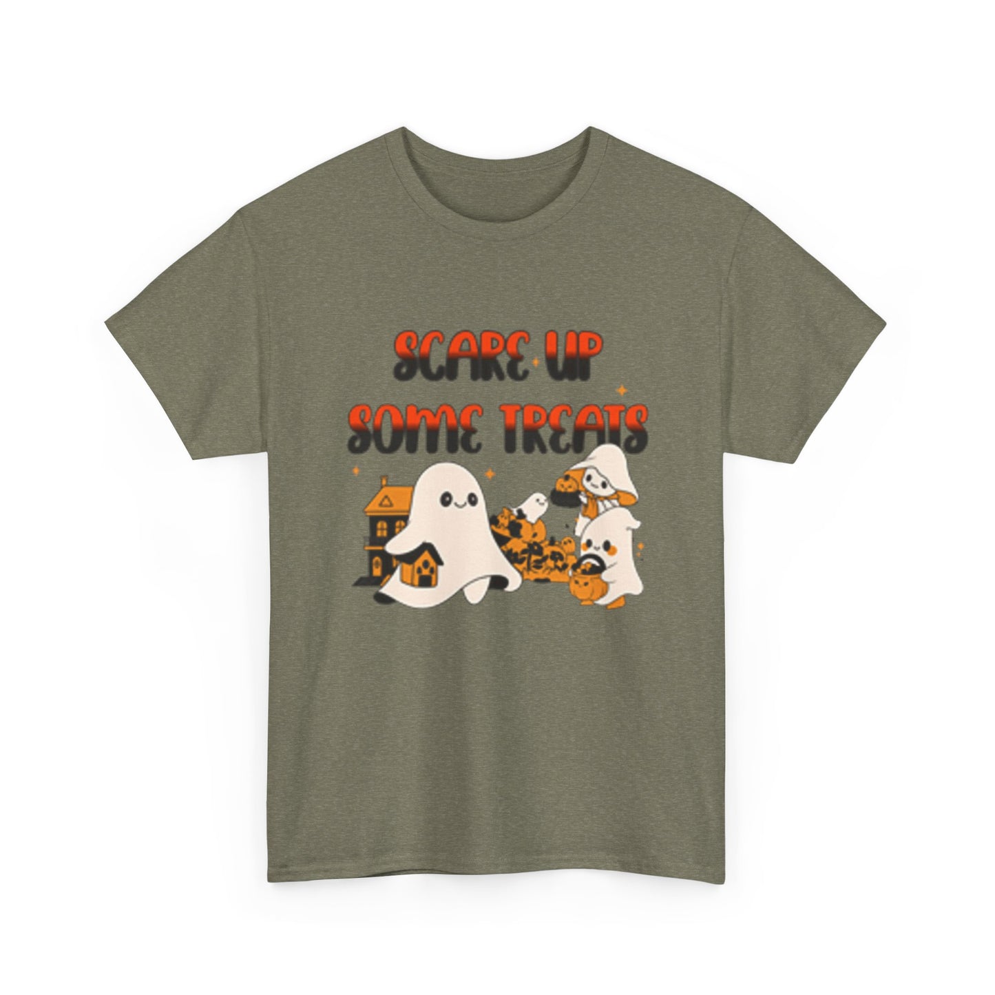 Halloween Ghost Treats Tee, Spooky Festive Shirt, Unisex Cotton T-Shirt, Fall Apparel, Trick or Treat Shirt