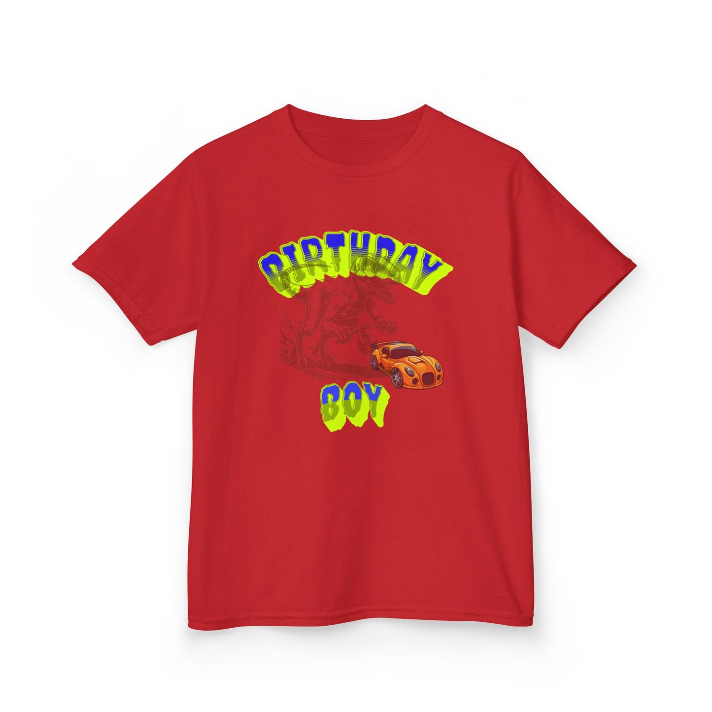 Birthday Boy Kids Tee, Fun Birthday Gift, Cool Graphic Tee, Casual Kids Clothing, Race Car Design Shirt, Dinosaur design