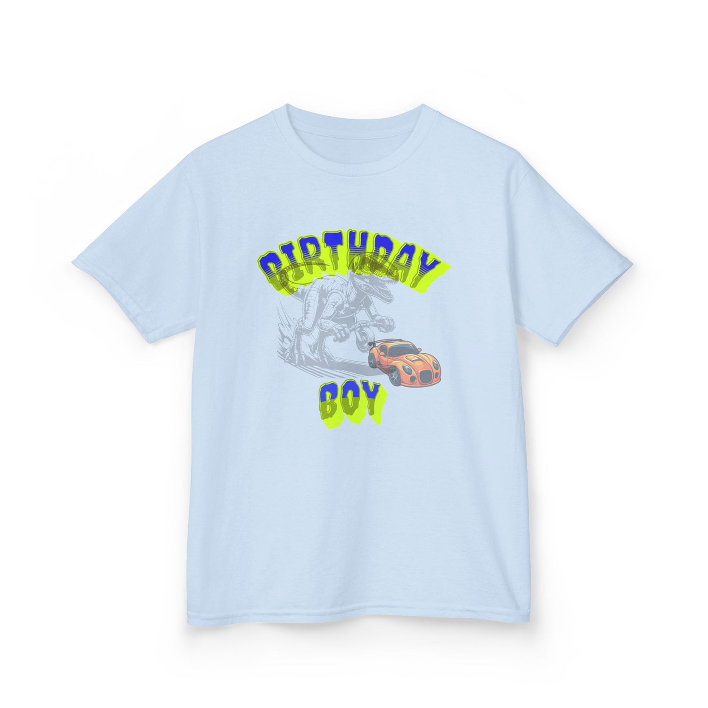 Birthday Boy Kids Tee, Fun Birthday Gift, Cool Graphic Tee, Casual Kids Clothing, Race Car Design Shirt, Dinosaur design