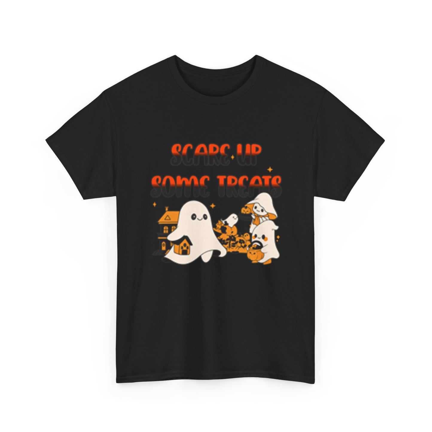 Halloween Ghost Treats Tee, Spooky Festive Shirt, Unisex Cotton T-Shirt, Fall Apparel, Trick or Treat Shirt