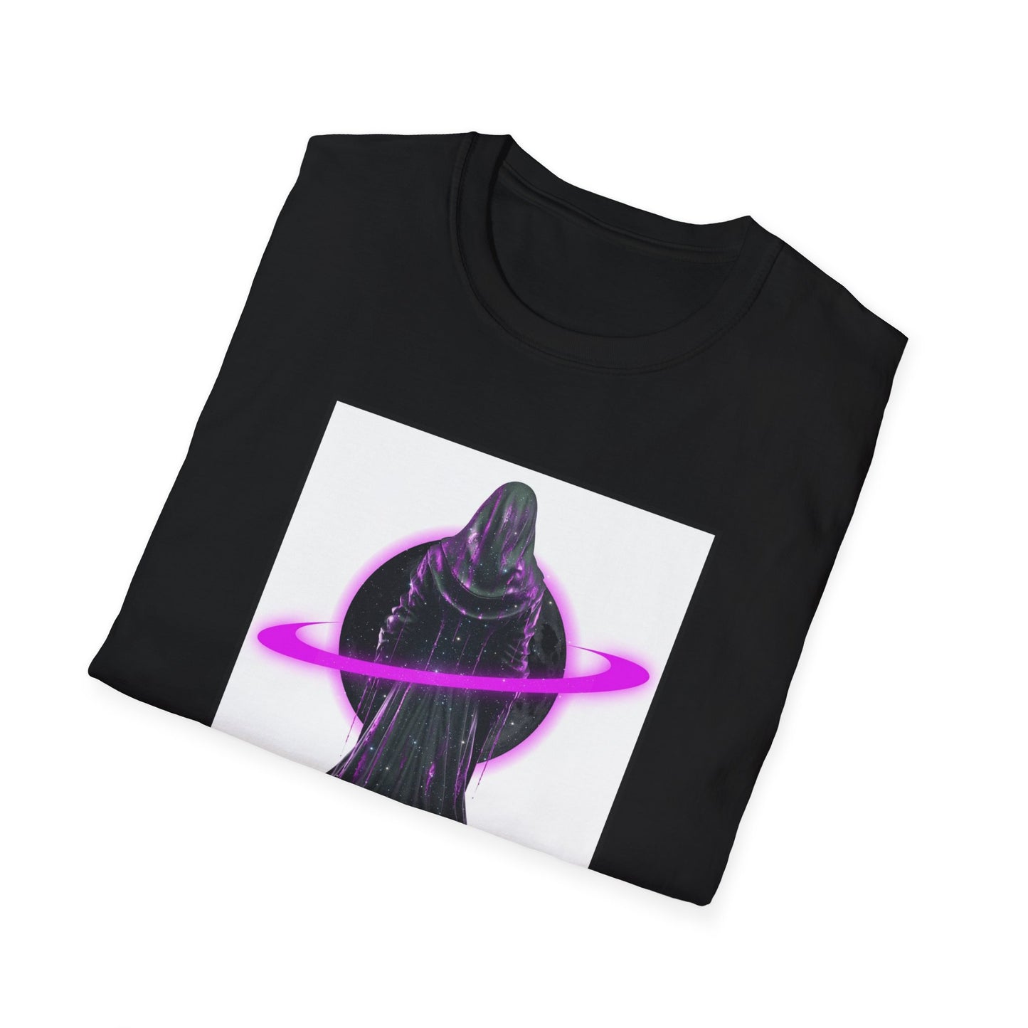Cosmic Vibe Unisex Softstyle T-Shirt - Celestial Graphic Tee, Space Lover's Gift, Retro Aesthetic Shirt, Festival Wear, Geeky Apparel
