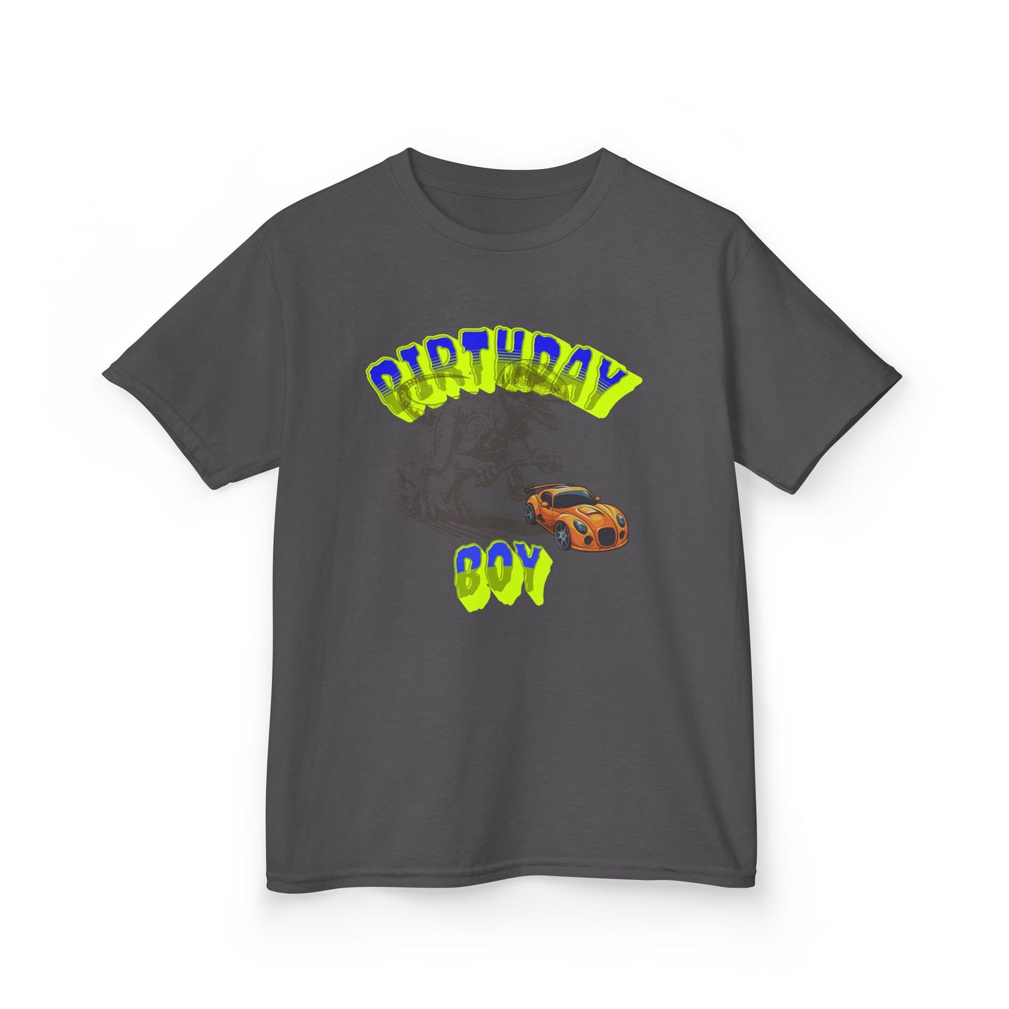 Birthday Boy Kids Tee, Fun Birthday Gift, Cool Graphic Tee, Casual Kids Clothing, Race Car Design Shirt, Dinosaur design