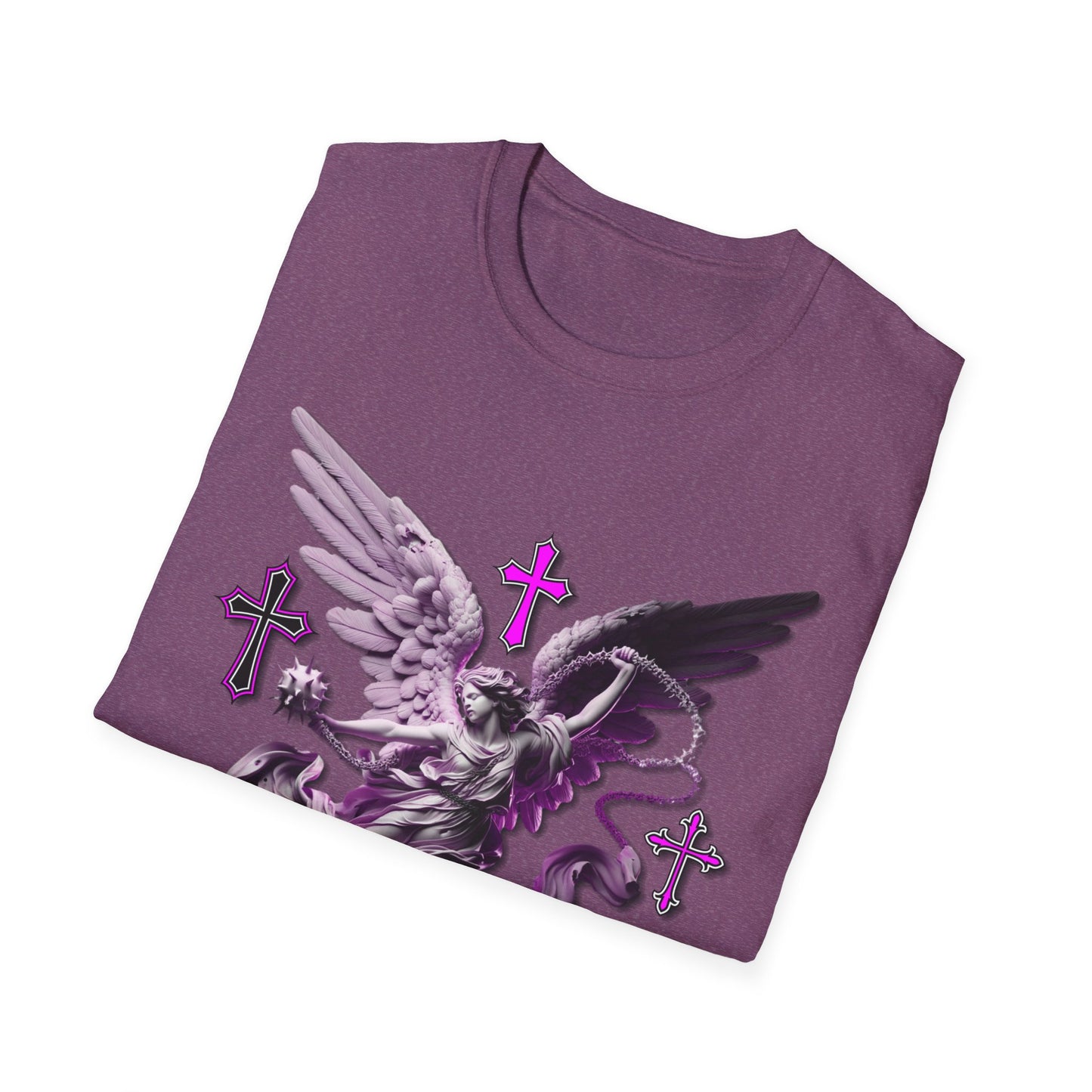 Angel Graphic Unisex Softstyle T-Shirt, Spiritual Tee, Casual Wear, Faith-Based Gift, Everyday Style, Unique Fashion Statement