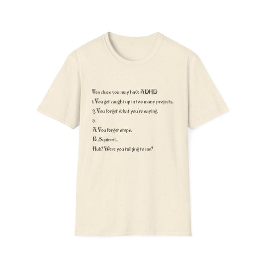 ADHD Awareness T-Shirt, Softstyle Tee for Mental Health, Unisex Gift, Funny Quote Shirt, Awareness Day Attire, Casual Wear