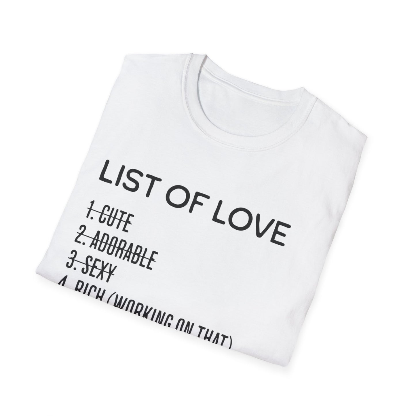 List of Love Unisex T-Shirt, Cute, Adorable, Sexy, Gift for Her, Valentine's Day, Casual Wear, Funny Tees