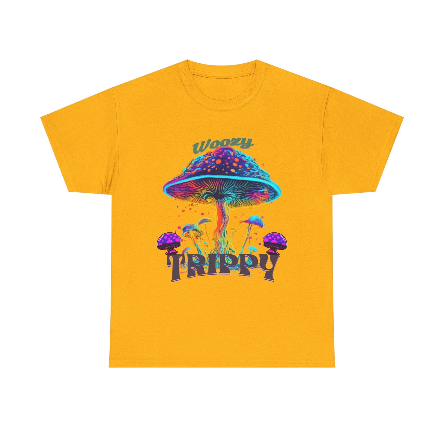 Trippy Mushroom Tee - Unisex Heavy Cotton Tee, Psychedelic T-Shirt, Casual Wear, Festival Shirt, Gift for Nature Lovers, Woozy Trippy Design
