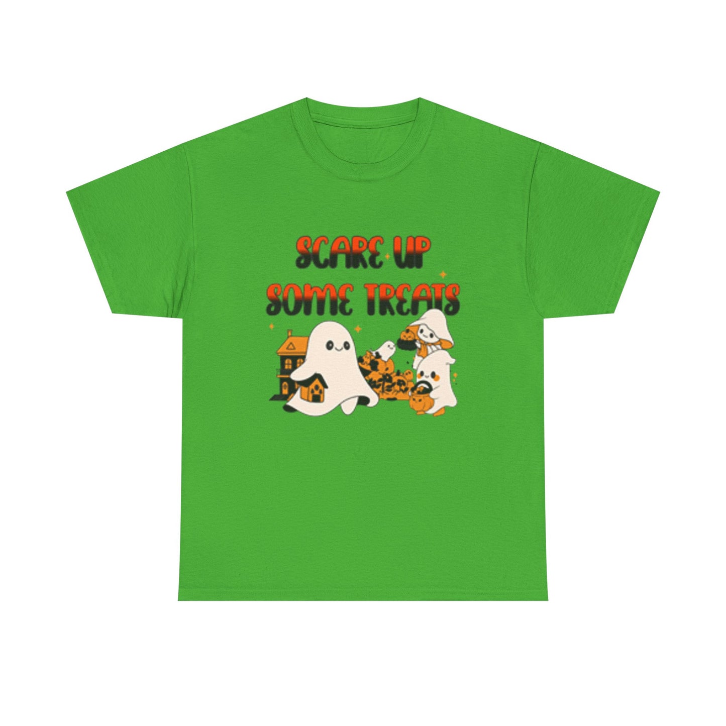 Halloween Ghost Treats Tee, Spooky Festive Shirt, Unisex Cotton T-Shirt, Fall Apparel, Trick or Treat Shirt