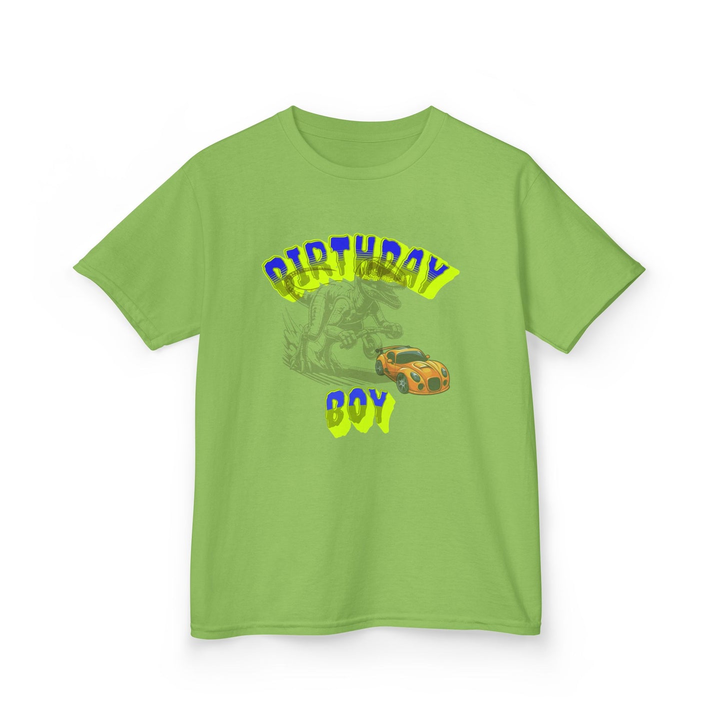 Birthday Boy Kids Tee, Fun Birthday Gift, Cool Graphic Tee, Casual Kids Clothing, Race Car Design Shirt, Dinosaur design