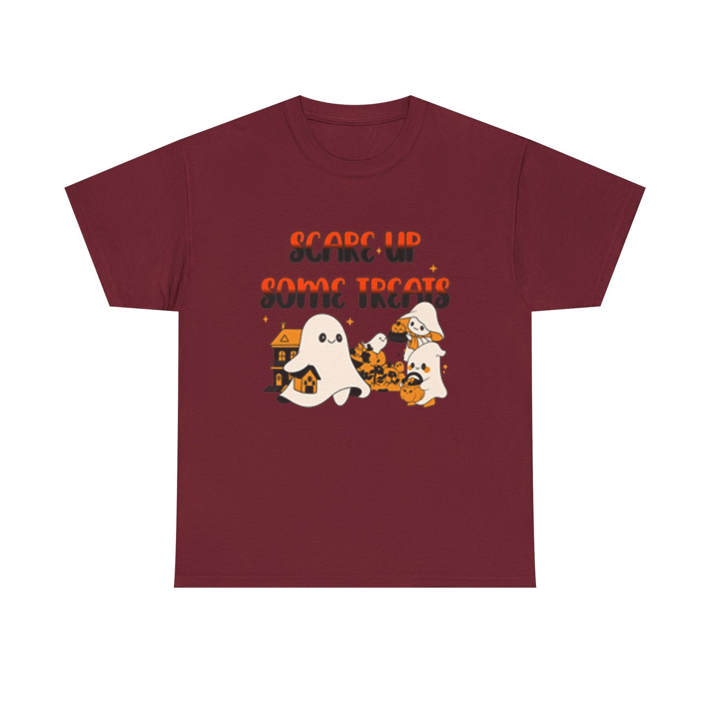 Halloween Ghost Treats Tee, Spooky Festive Shirt, Unisex Cotton T-Shirt, Fall Apparel, Trick or Treat Shirt