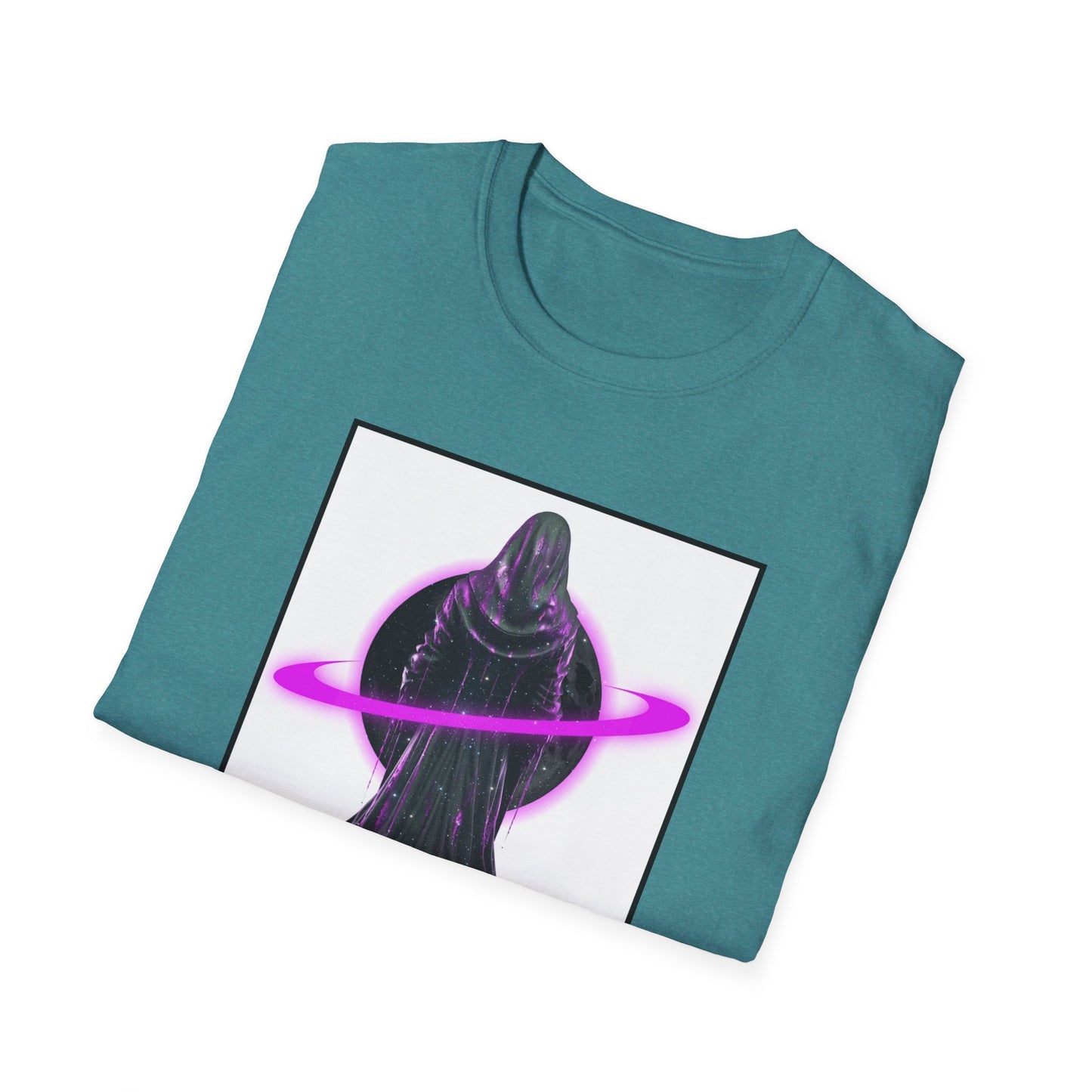 Cosmic Vibe Unisex Softstyle T-Shirt - Celestial Graphic Tee, Space Lover's Gift, Retro Aesthetic Shirt, Festival Wear, Geeky Apparel
