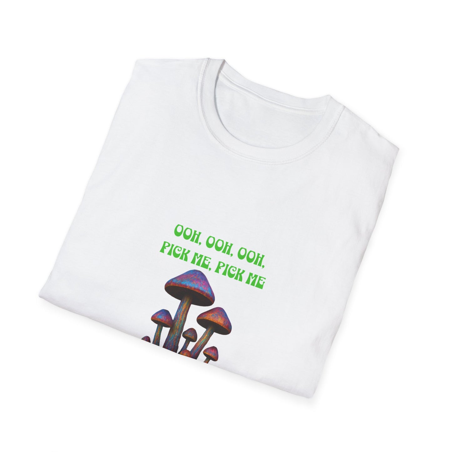 Funny Mushroom Unisex Softstyle T-Shirt, Casual Wear, Gift for Friends, Summer Shirt, Great for Festivals, Humor Tee