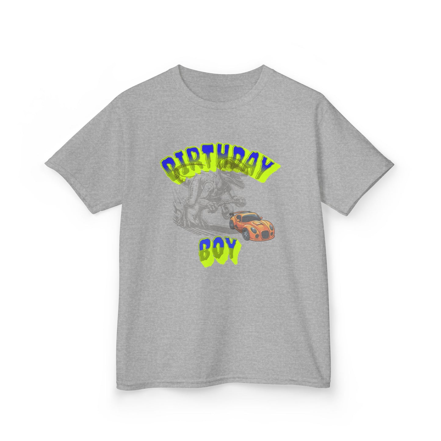 Birthday Boy Kids Tee, Fun Birthday Gift, Cool Graphic Tee, Casual Kids Clothing, Race Car Design Shirt, Dinosaur design