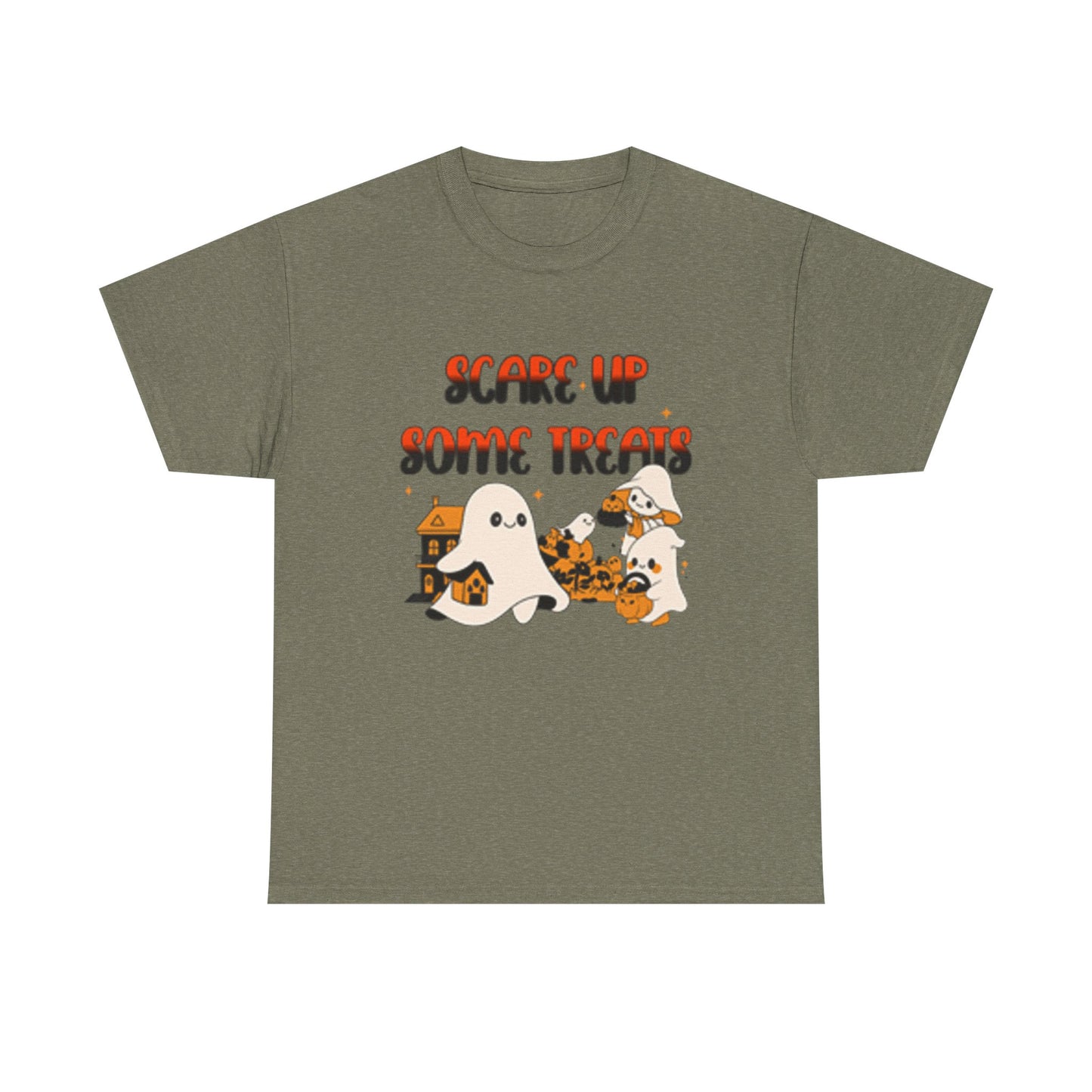 Halloween Ghost Treats Tee, Spooky Festive Shirt, Unisex Cotton T-Shirt, Fall Apparel, Trick or Treat Shirt