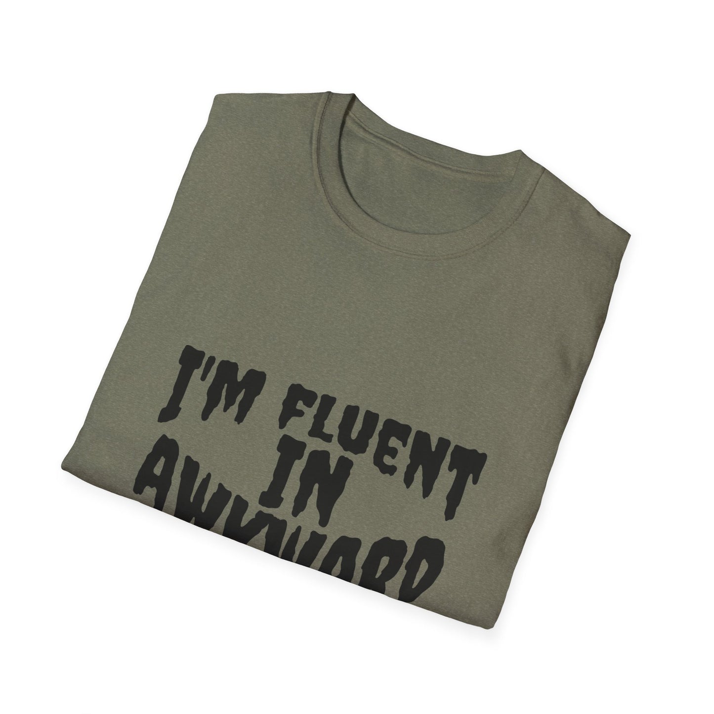 Fluent in Awkward Unisex Softstyle T-Shirt | Funny Graphic Tee, Casual Wear, Gift for Friends, Memes, Humor Apparel