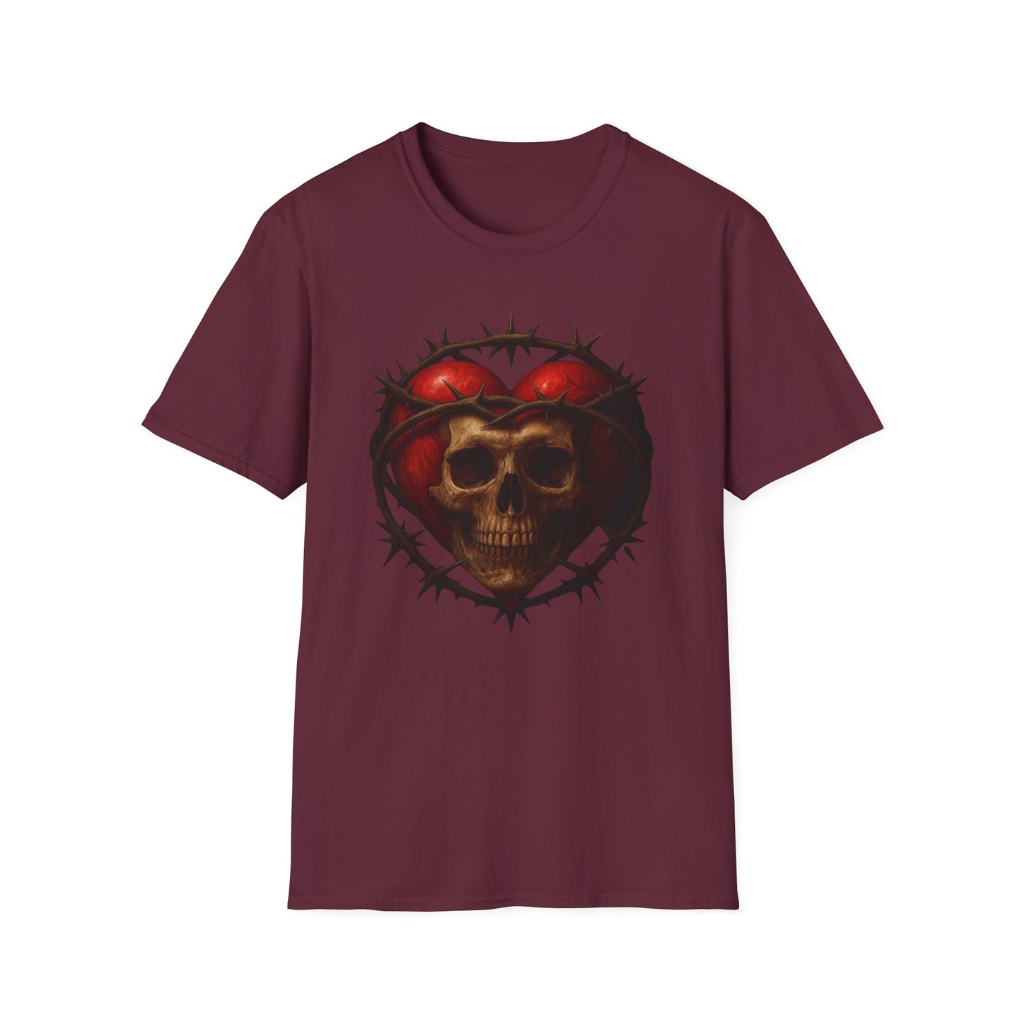 Gothic Heart Skull T-Shirt, Unisex Tee, Alternative Fashion, Edgy Gift, Halloween Outfit, Casual Streetwear