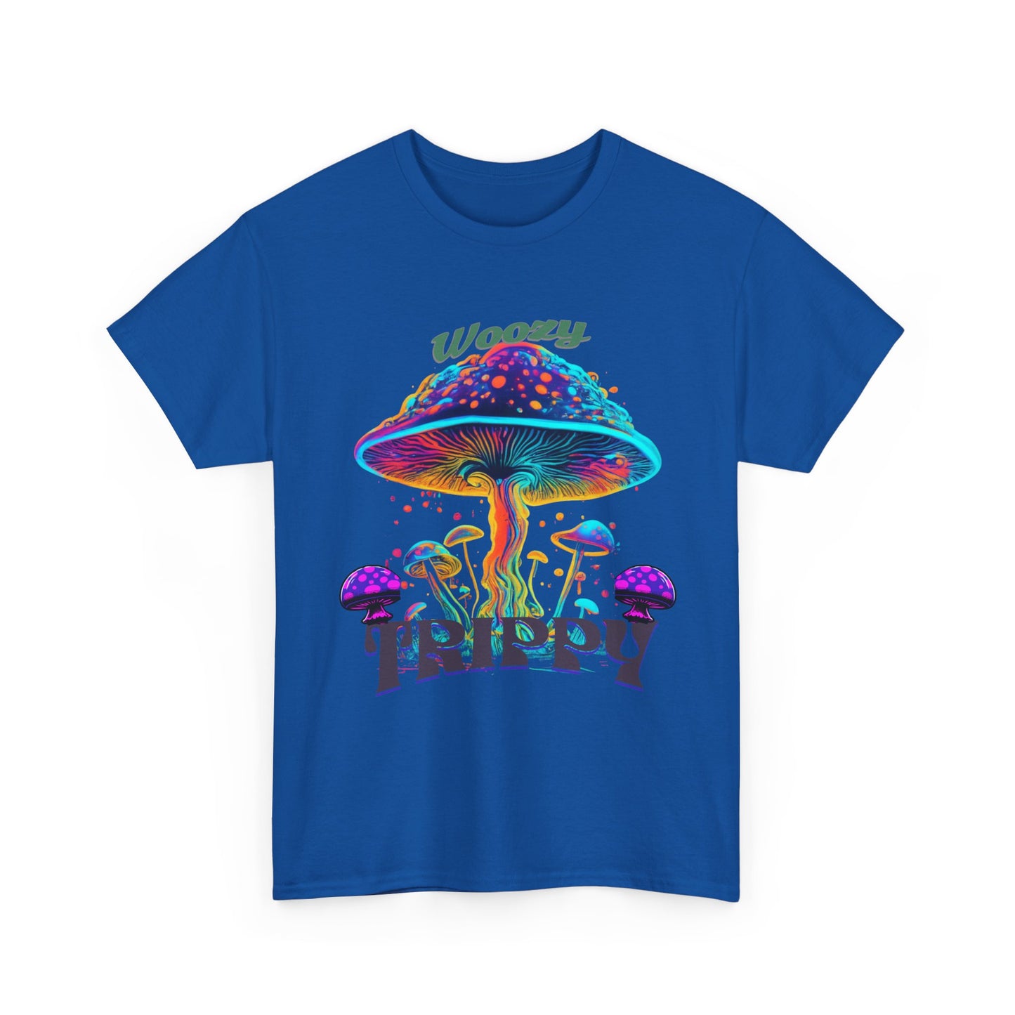 Trippy Mushroom Tee - Unisex Heavy Cotton Tee, Psychedelic T-Shirt, Casual Wear, Festival Shirt, Gift for Nature Lovers, Woozy Trippy Design