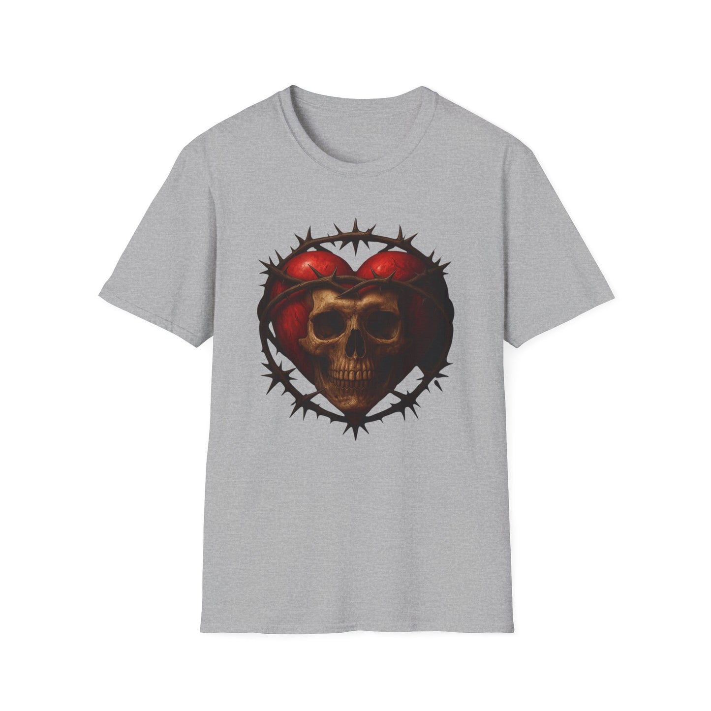 Gothic Heart Skull T-Shirt, Unisex Tee, Alternative Fashion, Edgy Gift, Halloween Outfit, Casual Streetwear