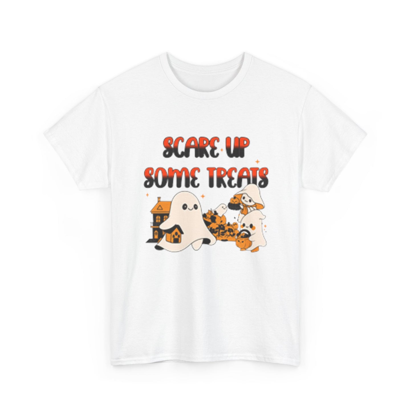 Halloween Ghost Treats Tee, Spooky Festive Shirt, Unisex Cotton T-Shirt, Fall Apparel, Trick or Treat Shirt