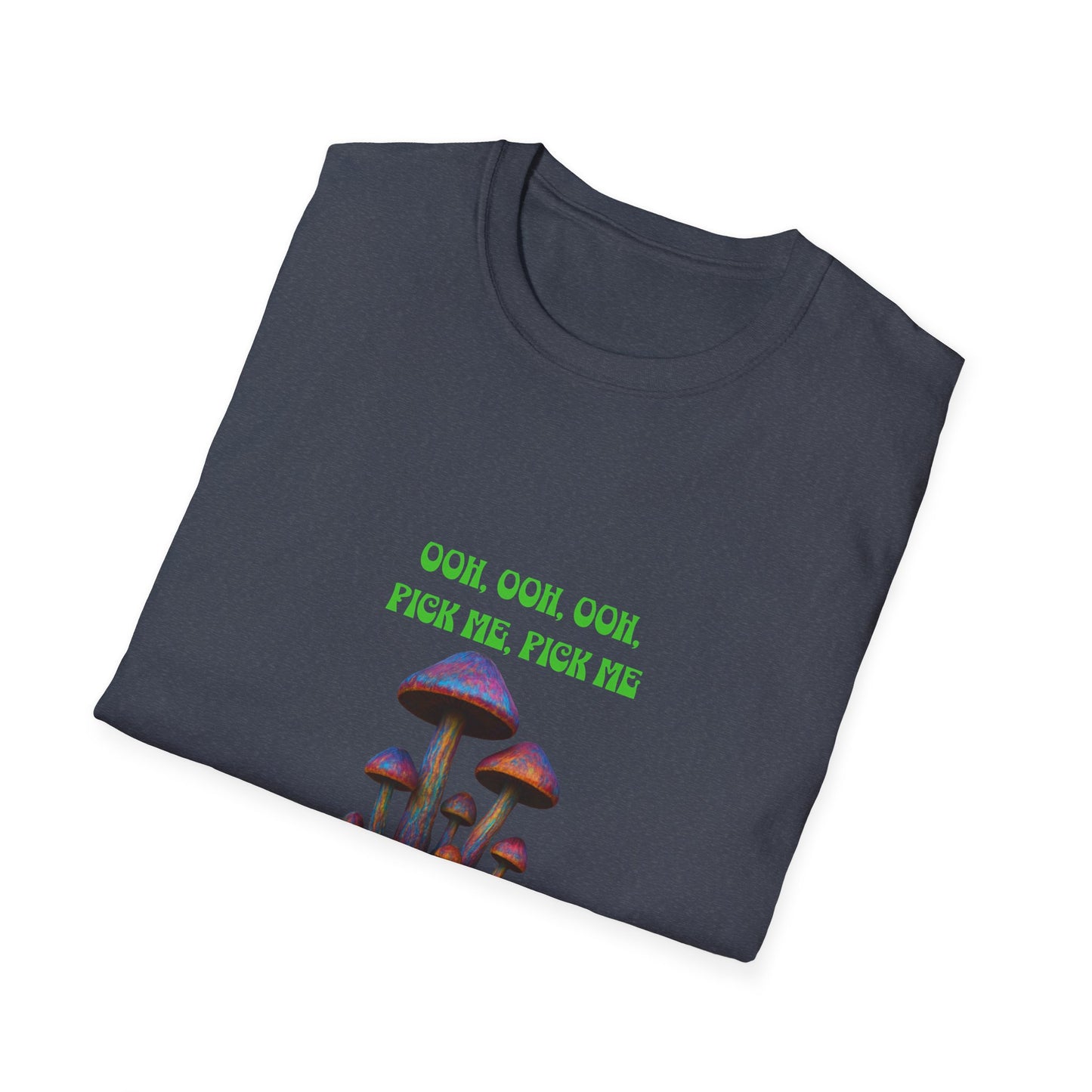 Funny Mushroom Unisex Softstyle T-Shirt, Casual Wear, Gift for Friends, Summer Shirt, Great for Festivals, Humor Tee