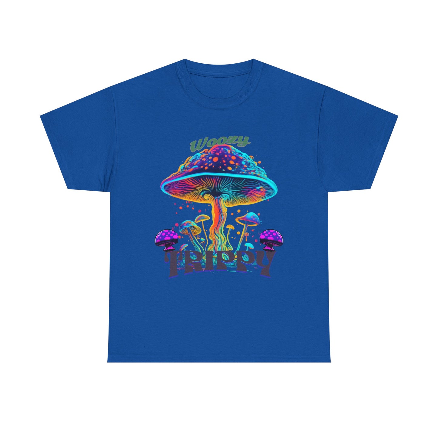 Trippy Mushroom Tee - Unisex Heavy Cotton Tee, Psychedelic T-Shirt, Casual Wear, Festival Shirt, Gift for Nature Lovers, Woozy Trippy Design